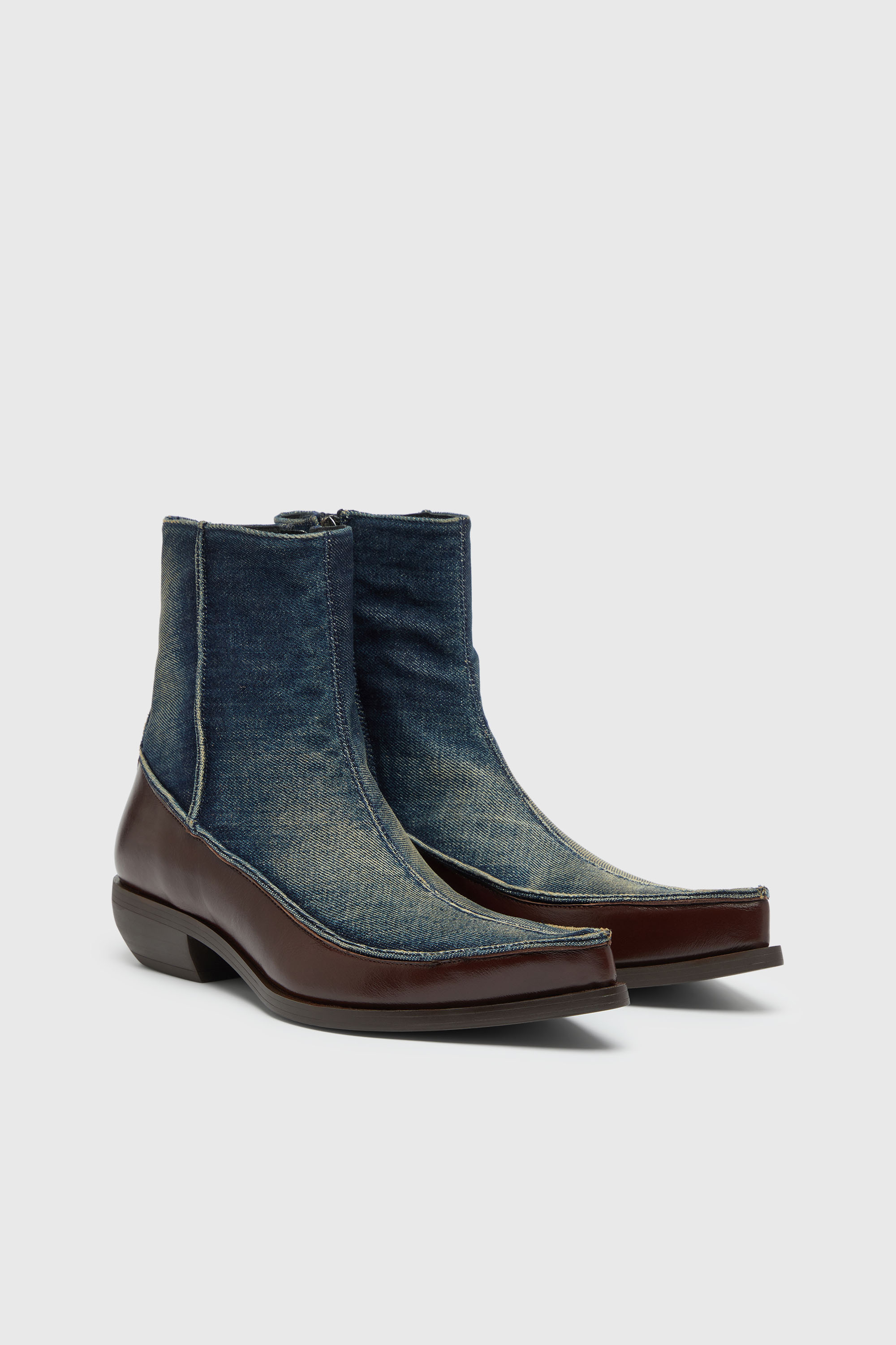 Diesel - D-FRIDO-30-TR, Herren D-Frido-Westliche Stiefeletten aus Leder und Denim in null - 2