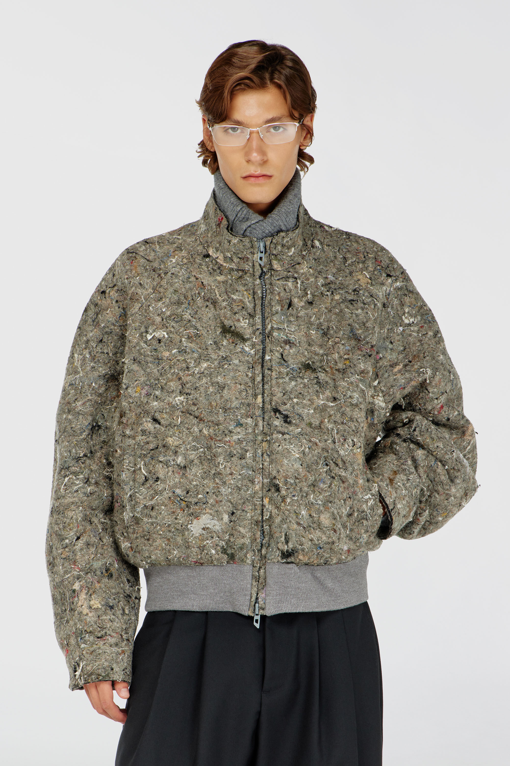Diesel - J-DISTEM, Herren Upcycled Filzjacke in Grau - 1