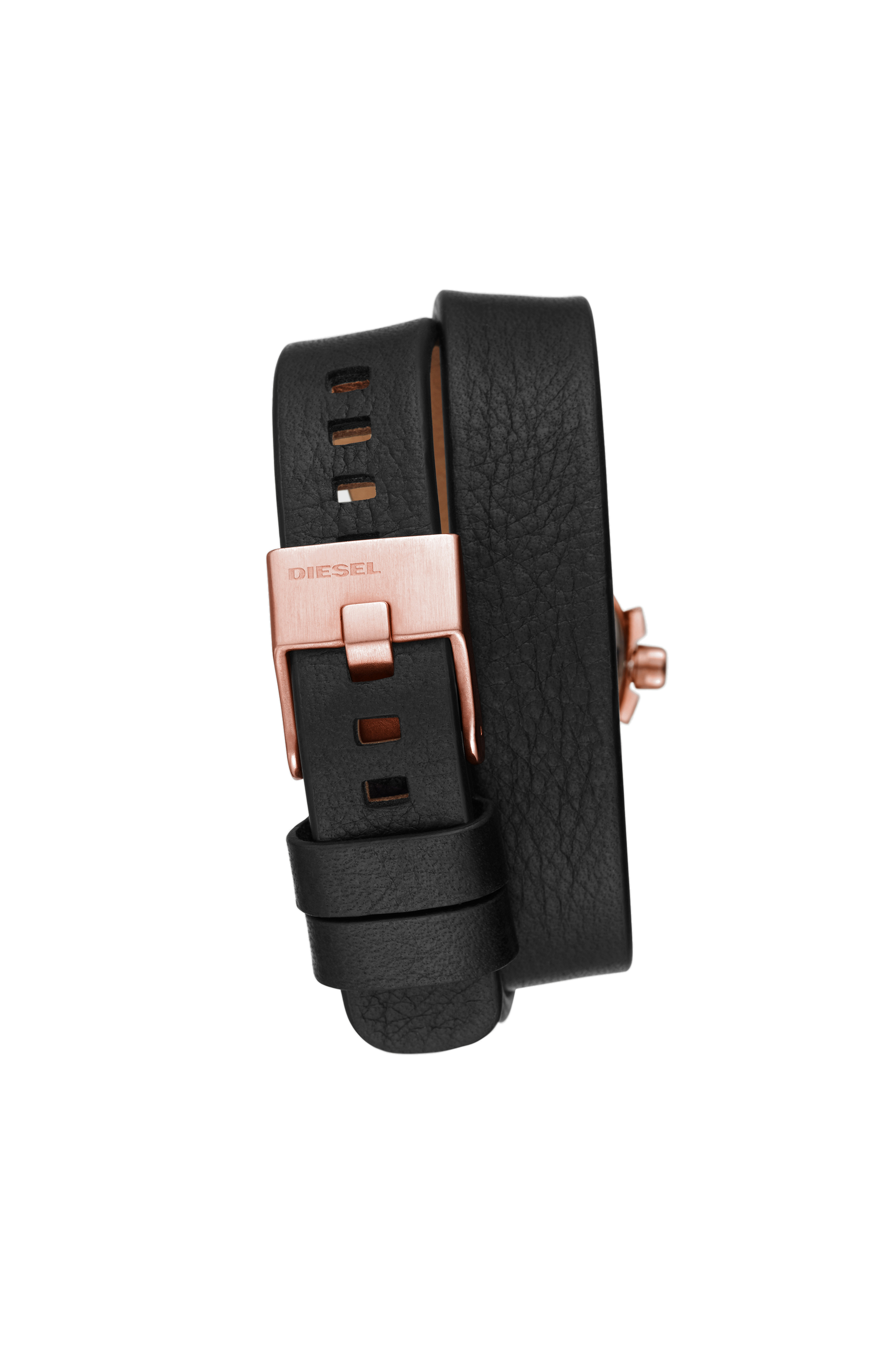 Diesel - DZ5601, Damen Baby Chief-Armbanduhr mit Drei-Zeiger-Datumsuhrwerk und schwarzem Lederarmband in Schwarz/Rosa - 2