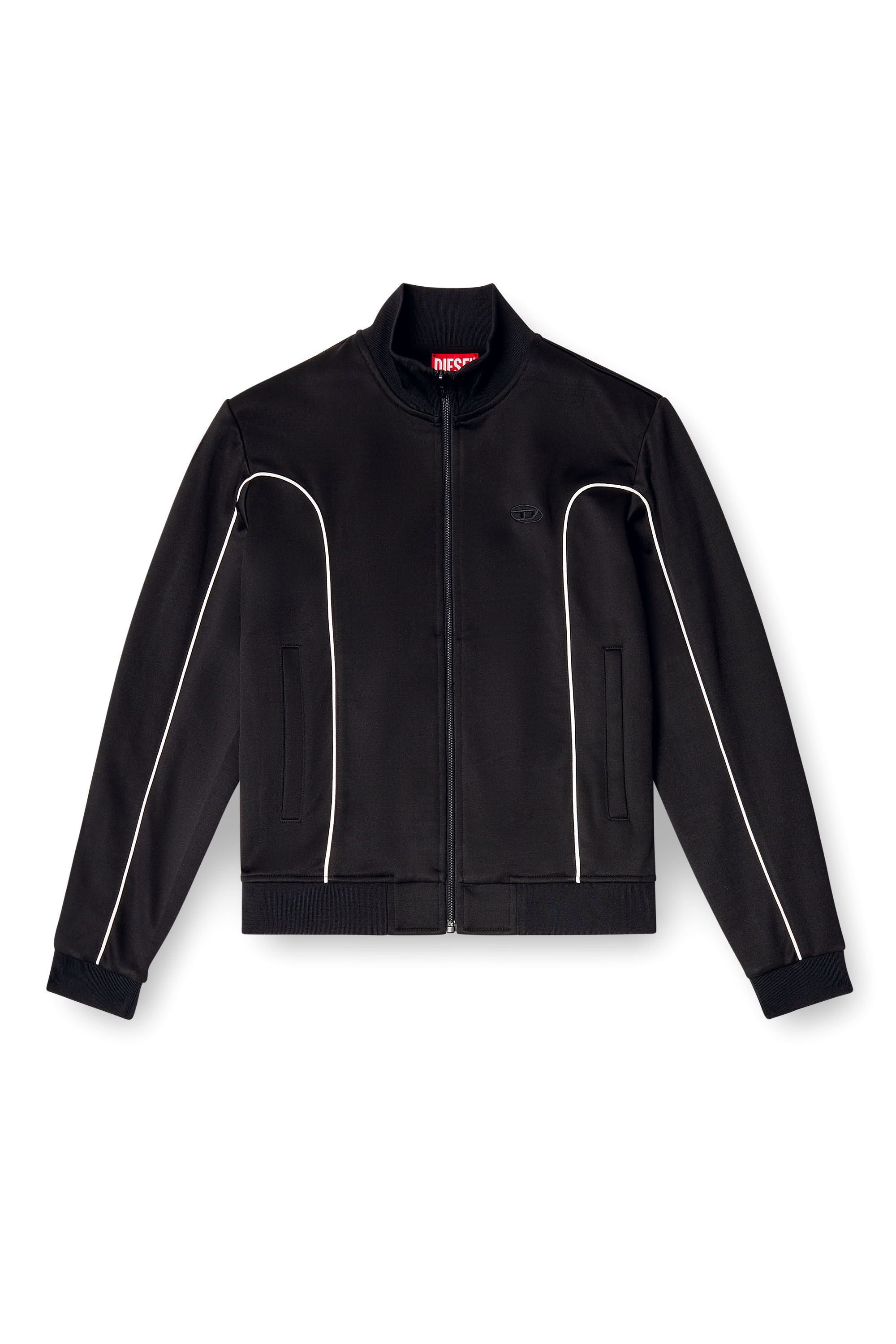 Diesel - F-LOCKING-OD, Damen Sweatjacke mit Kontrastpaspel in Schwarz/Weiss - 3