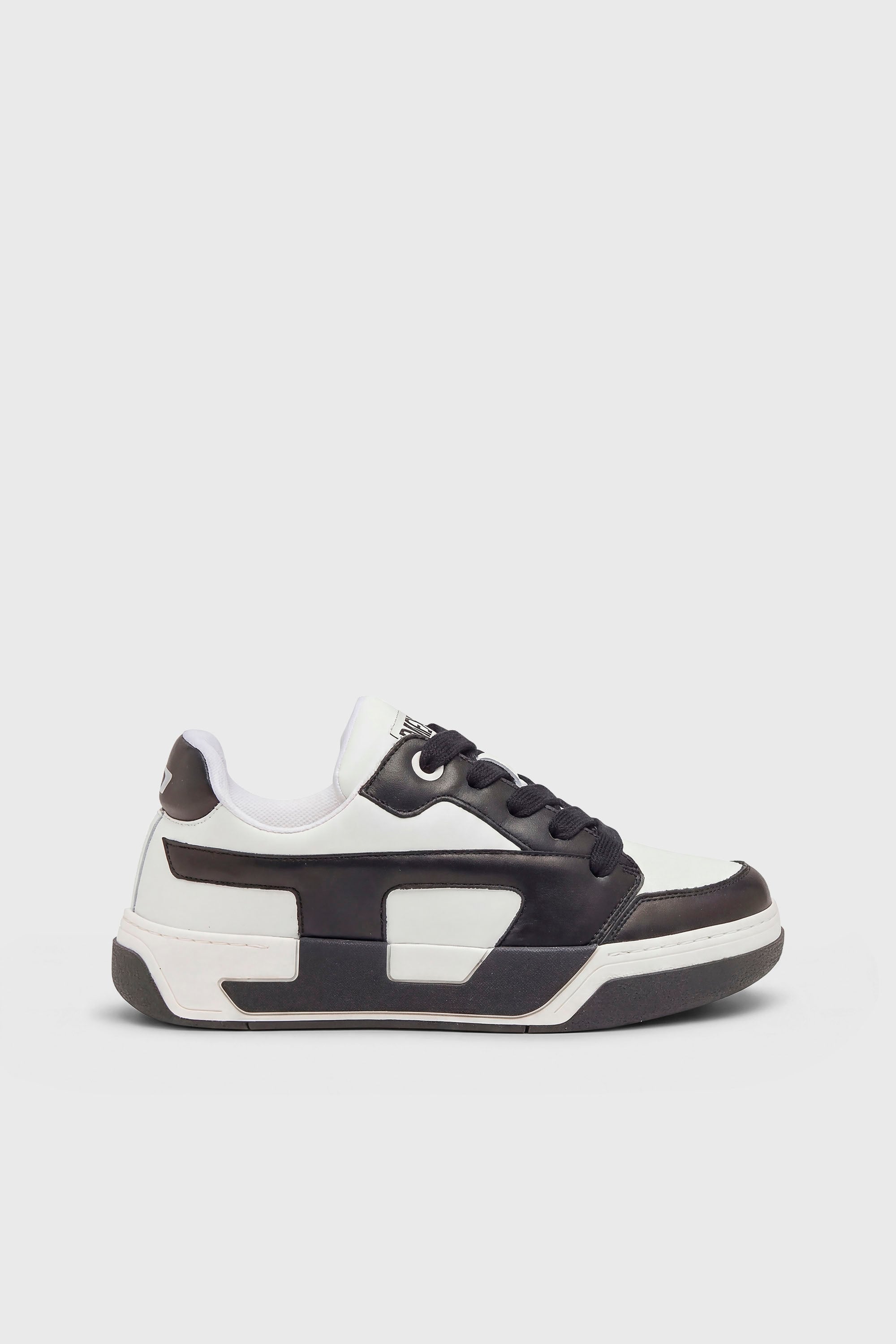 Diesel - S-D-OLLIE LOW, Herren D-Ollie-Sneakers aus Leder im Colour-Block-Design in Wei&szlig;/Schwarz - 1