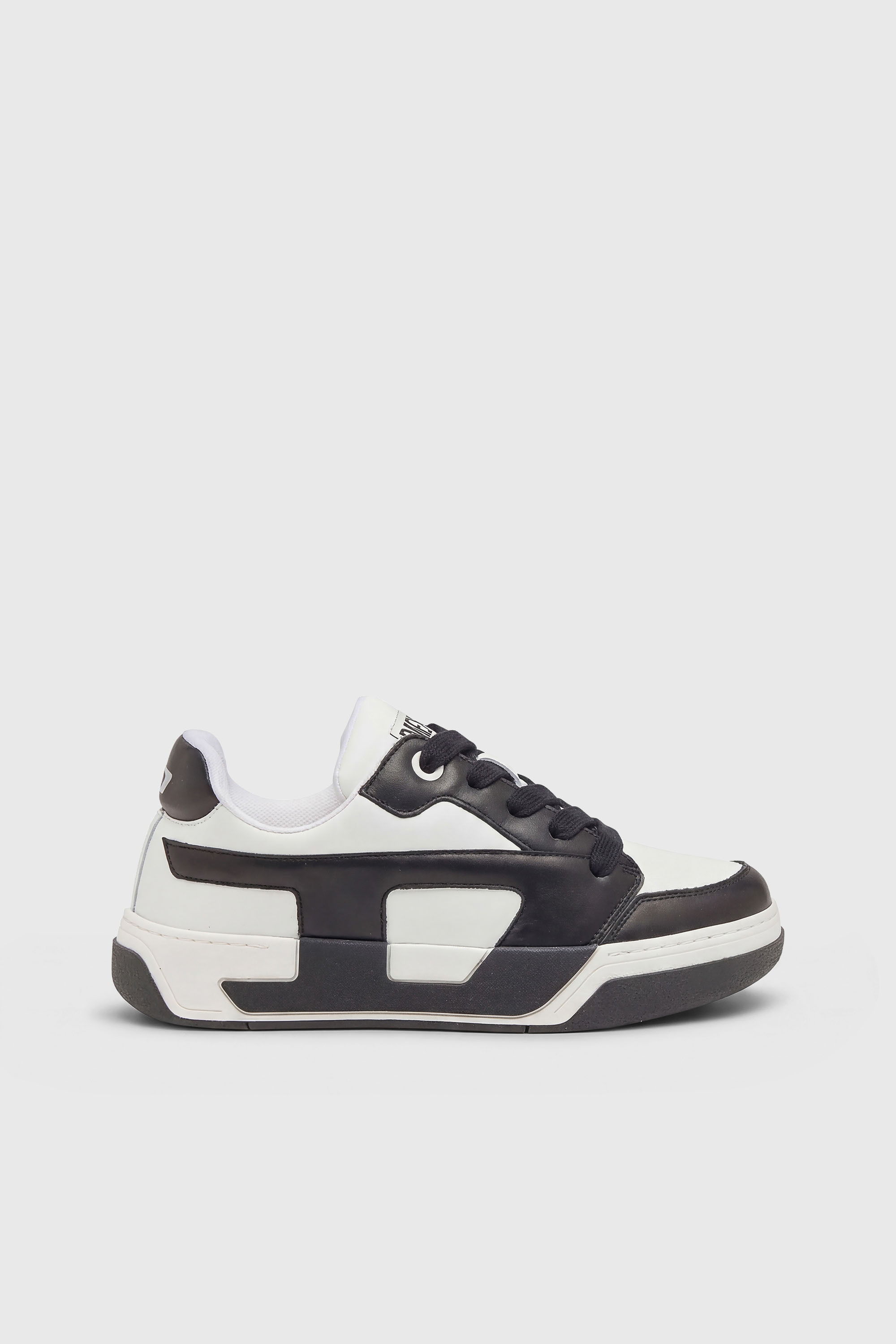 Diesel - S-D-OLLIE LOW, Herren D-Ollie-Sneakers aus Leder im Colour-Block-Design in Wei&szlig;/Schwarz - 1