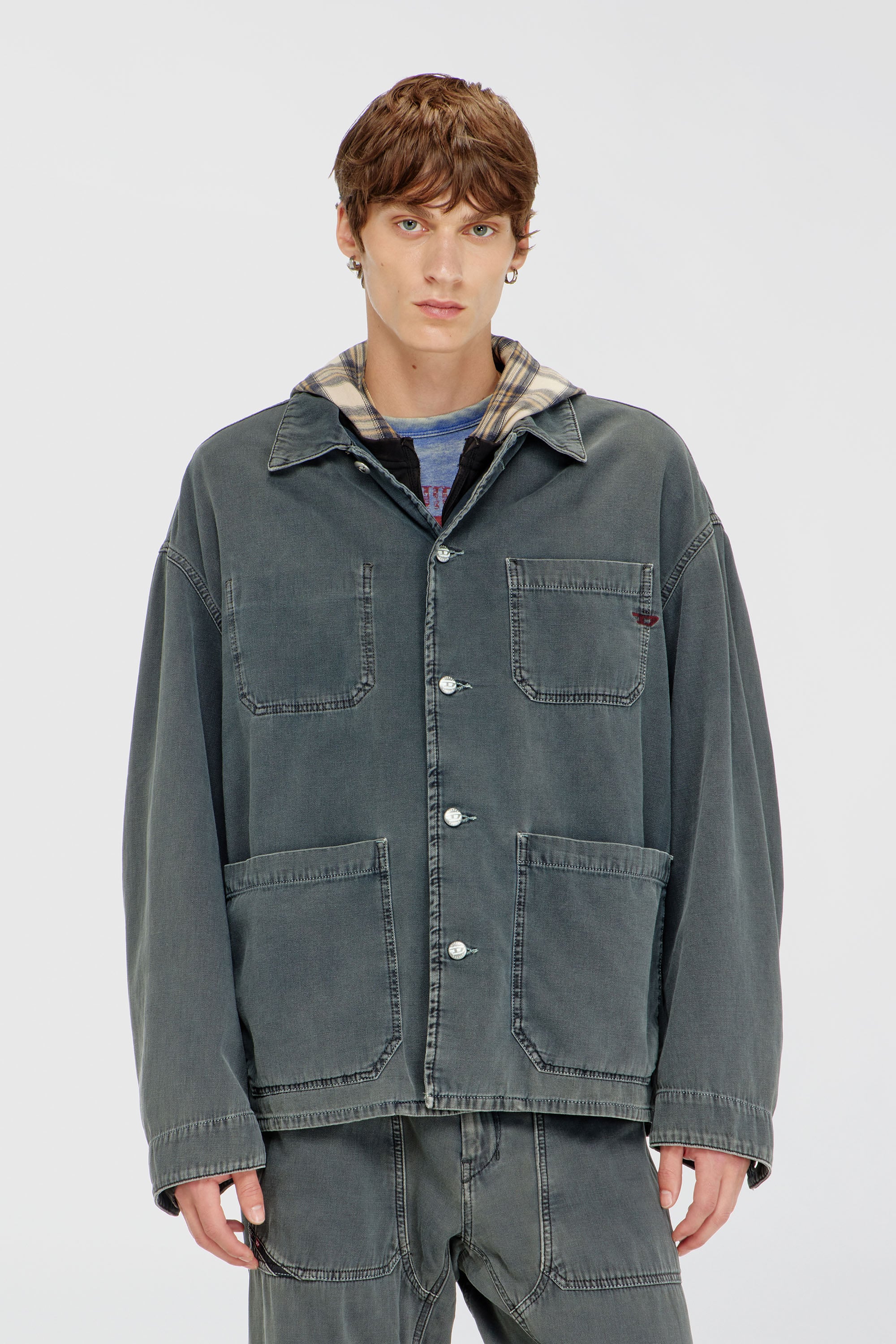 Diesel - D-STACK-U, Unisex Utility-Jacke aus farbigem denim in Grau - 1