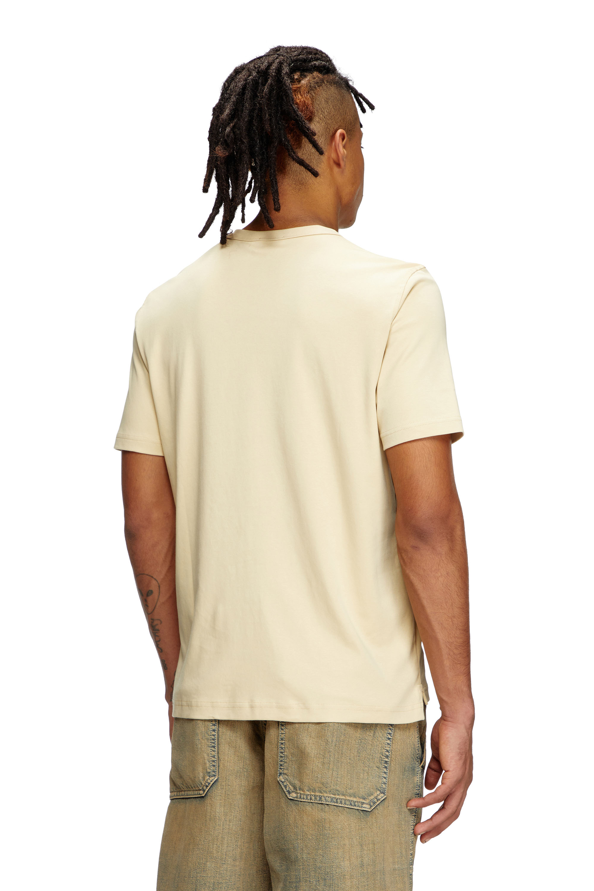 Diesel - T-ADJUST-SLITS-R17, Herren T-Shirt mit farblich abgestimmter Logo-Stickerei in Beige - 4