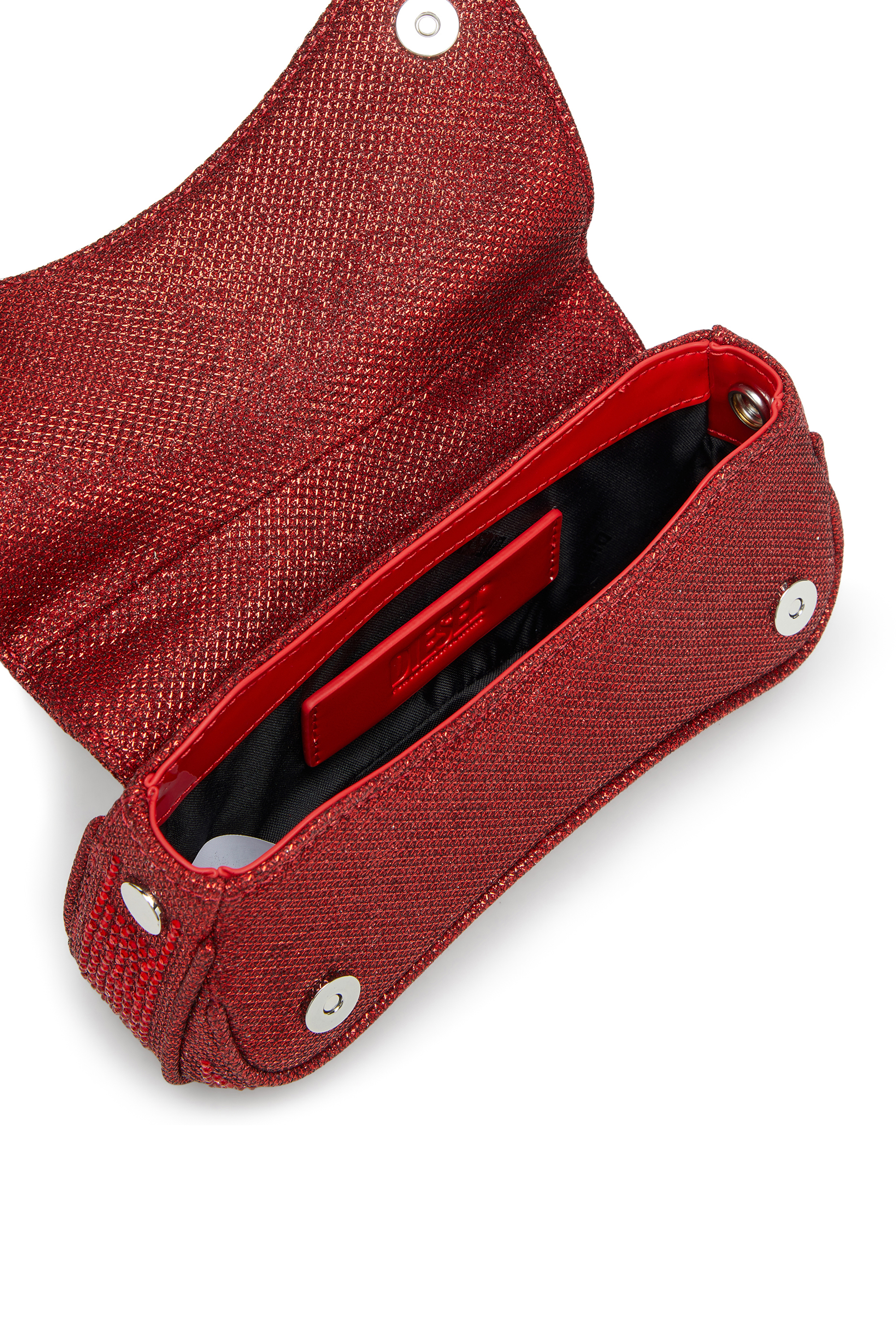 Diesel - PLAY CROSSBODY XS, Damen Play-Mini Crossbody-Tasche mit Kristall in Rot - 3