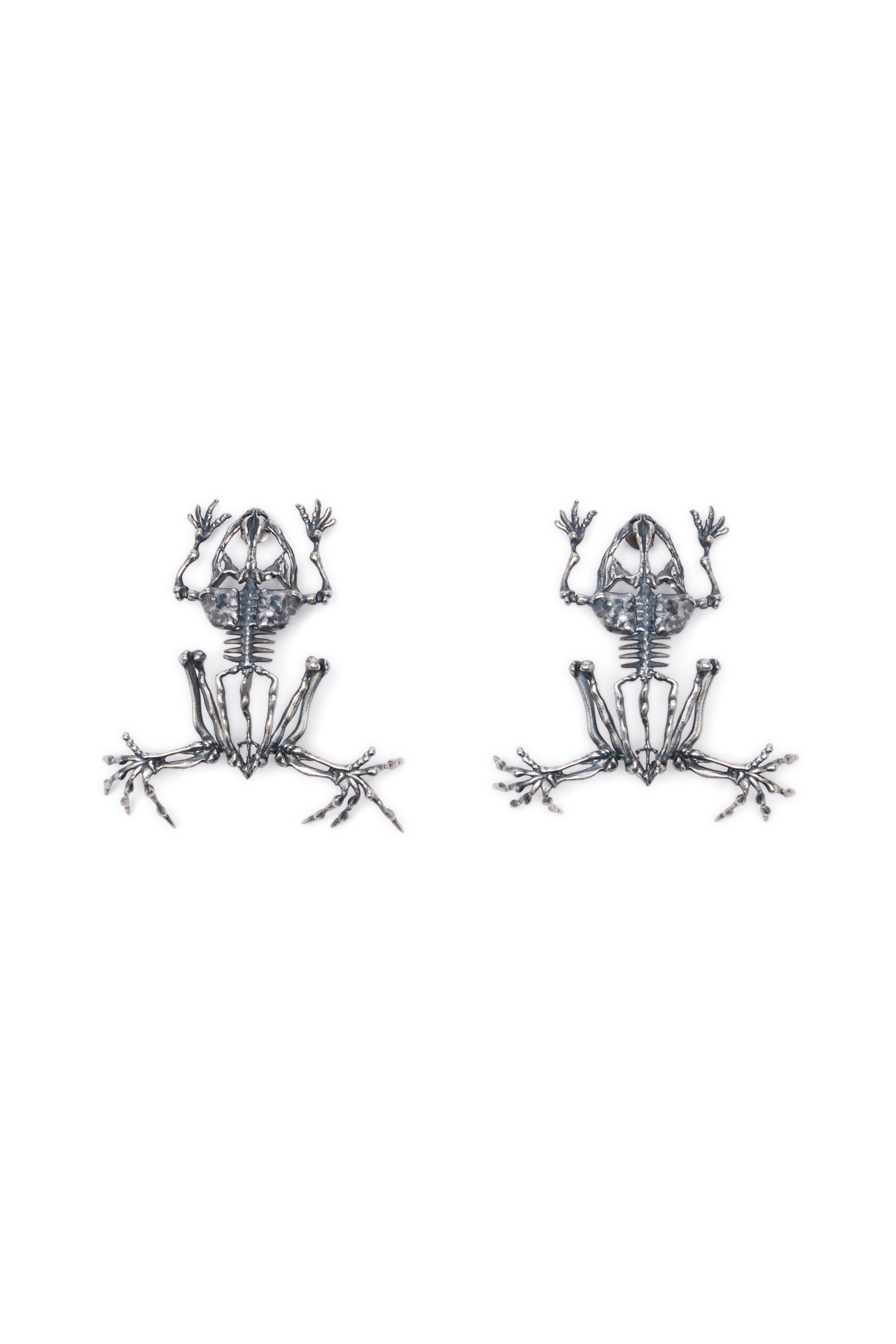 Diesel - EARRINGS FROG, Damen Metallohrringe mit Skeletteffekt in Silber - 3