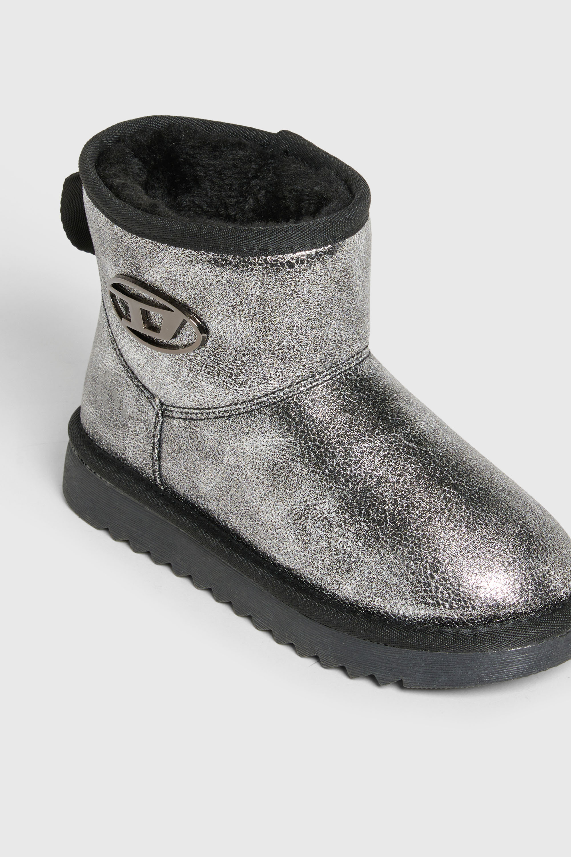 Diesel - D-DAATEN, Unisex D-Daaten - Metallische Stiefel mit Pl&uuml;schfutter in Silber - 4