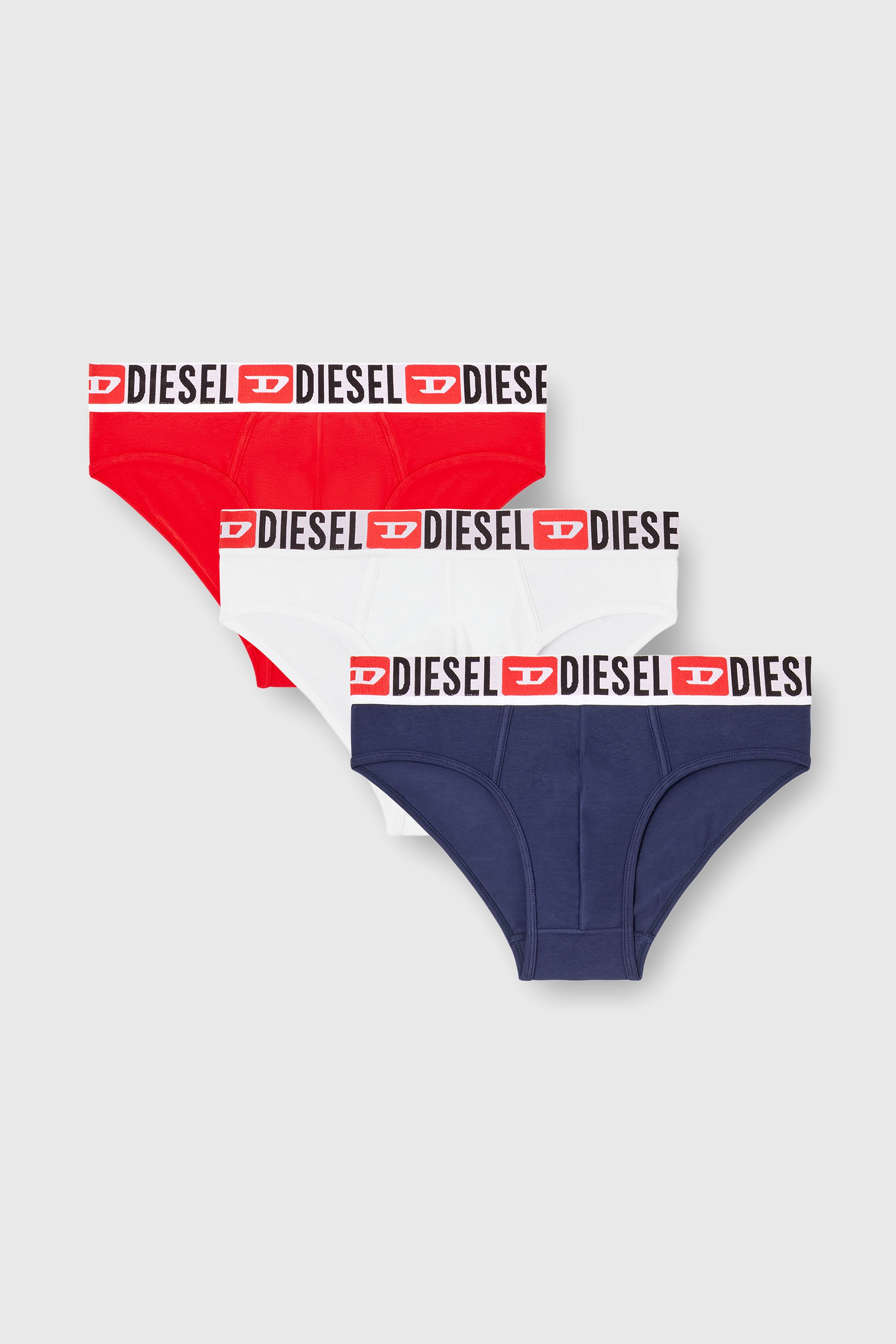 Diesel - UMBR-ANDRETHREEPACK, Herren Einfarbige Briefs im Dreierpack in Blau/Rot - 1