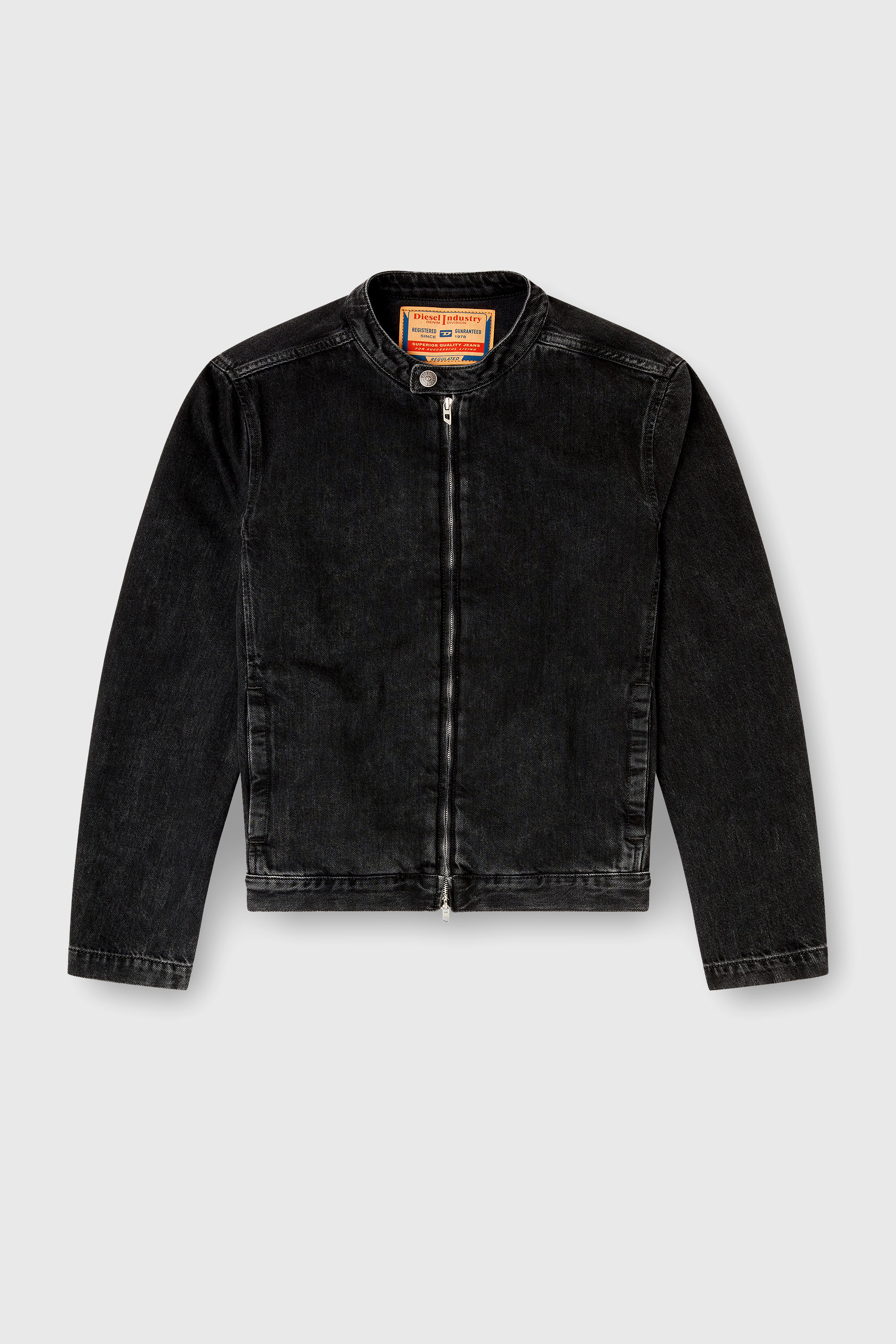 Diesel - D-GLORY, Herren Bikerjacke aus sauber gewaschenem Denim in Schwarz - 2
