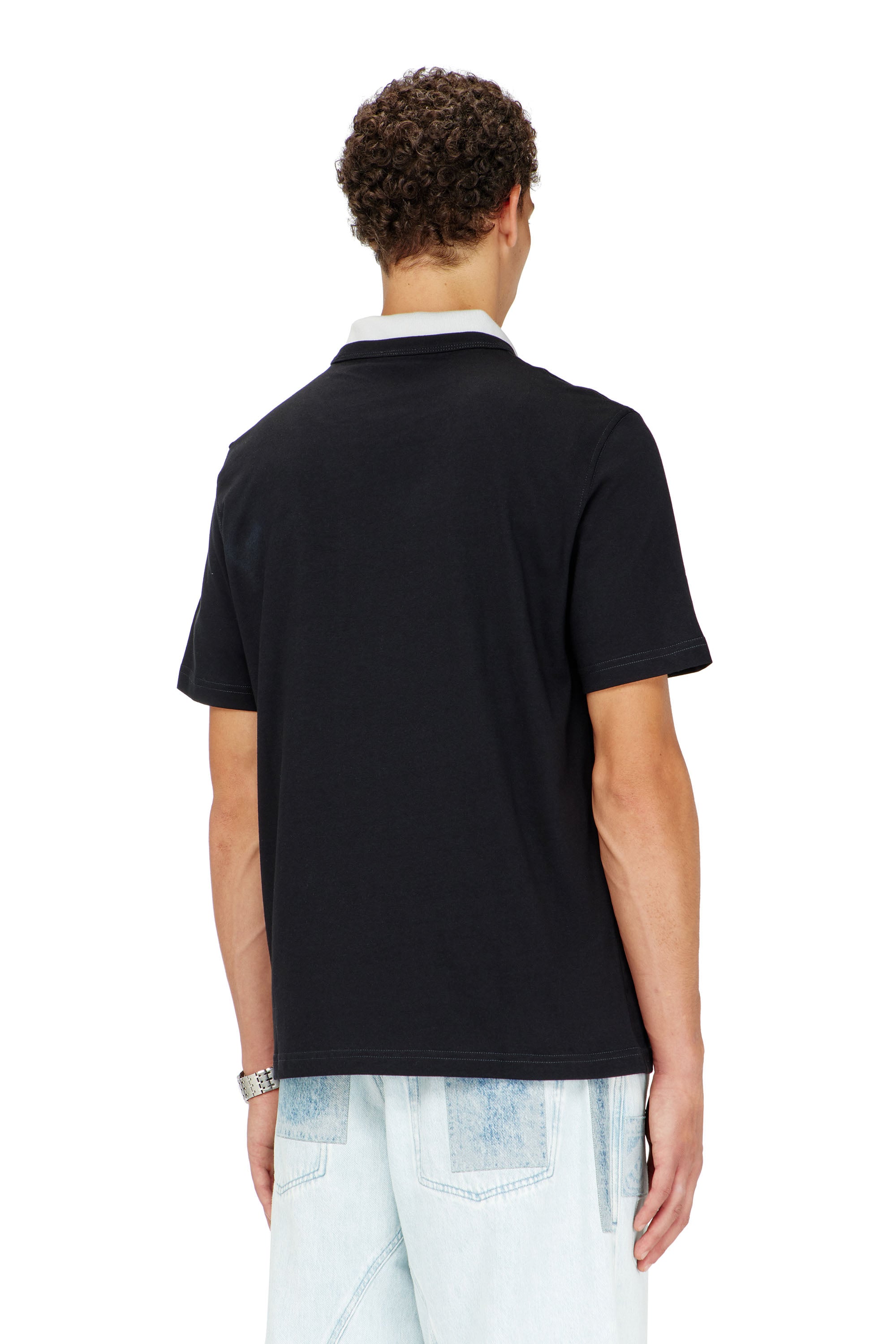 Diesel - T-ADJUST-Q6, Herren T-Shirt mit Logo in Knitter-Optik in Schwarz - 3