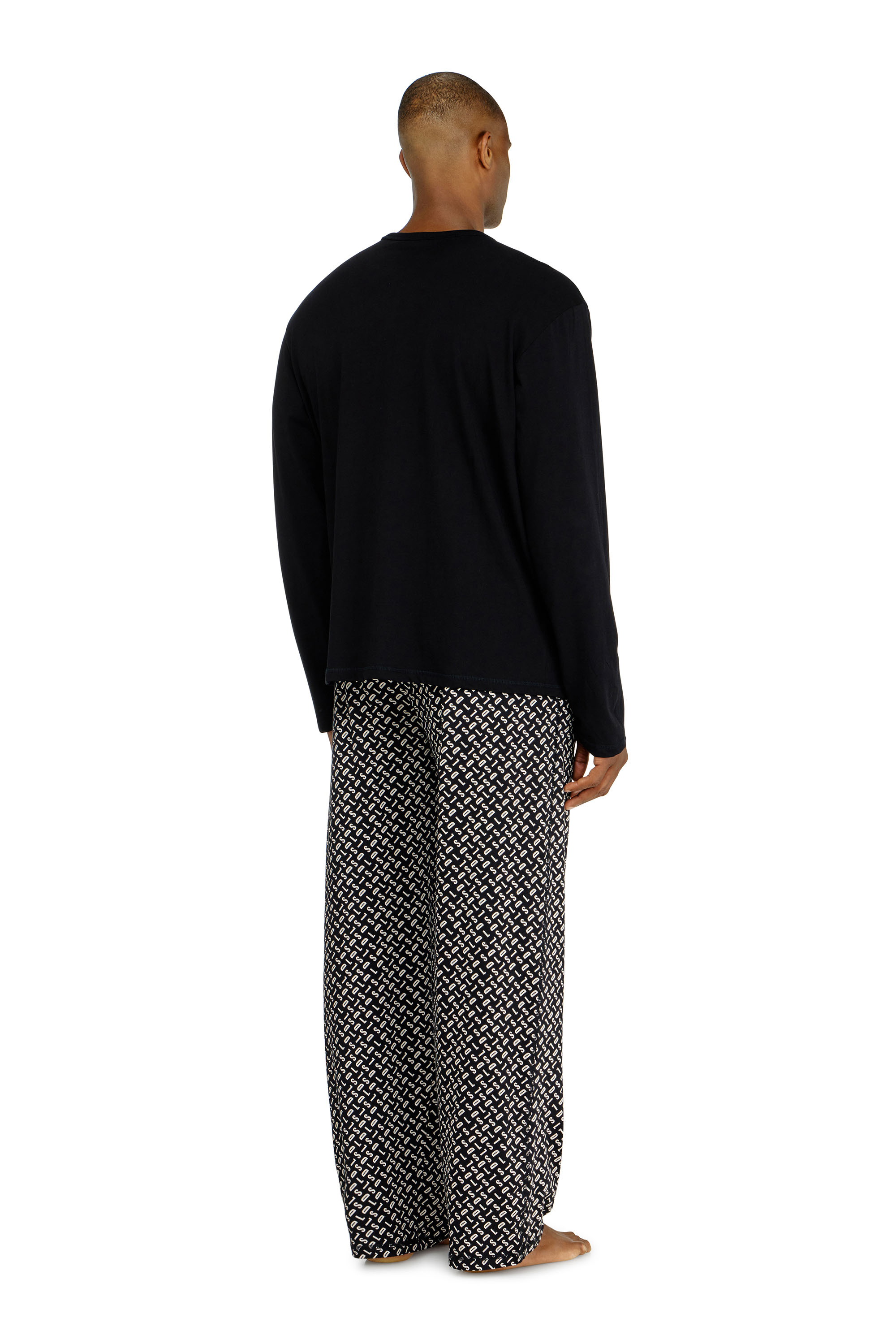 Diesel - SET-NOLAN-D-BOX, Herren Pyjama-Set aus Baumwolle mit bedruckter Hose in Schwarz/Wei&szlig; - 2