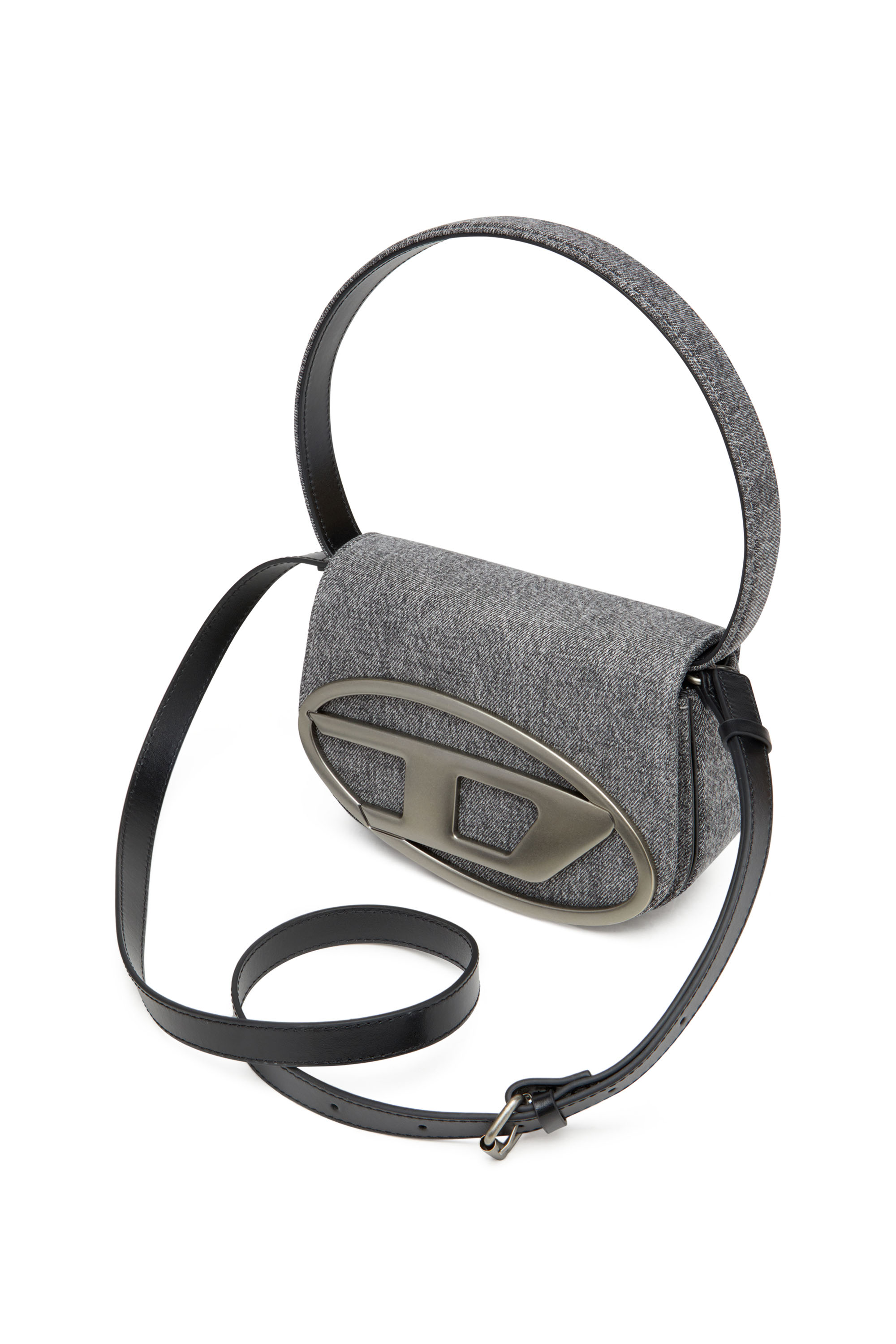 Diesel - 1DR, Damen Iconic shoulder bag in stonewashed denim in Schwarz - 5