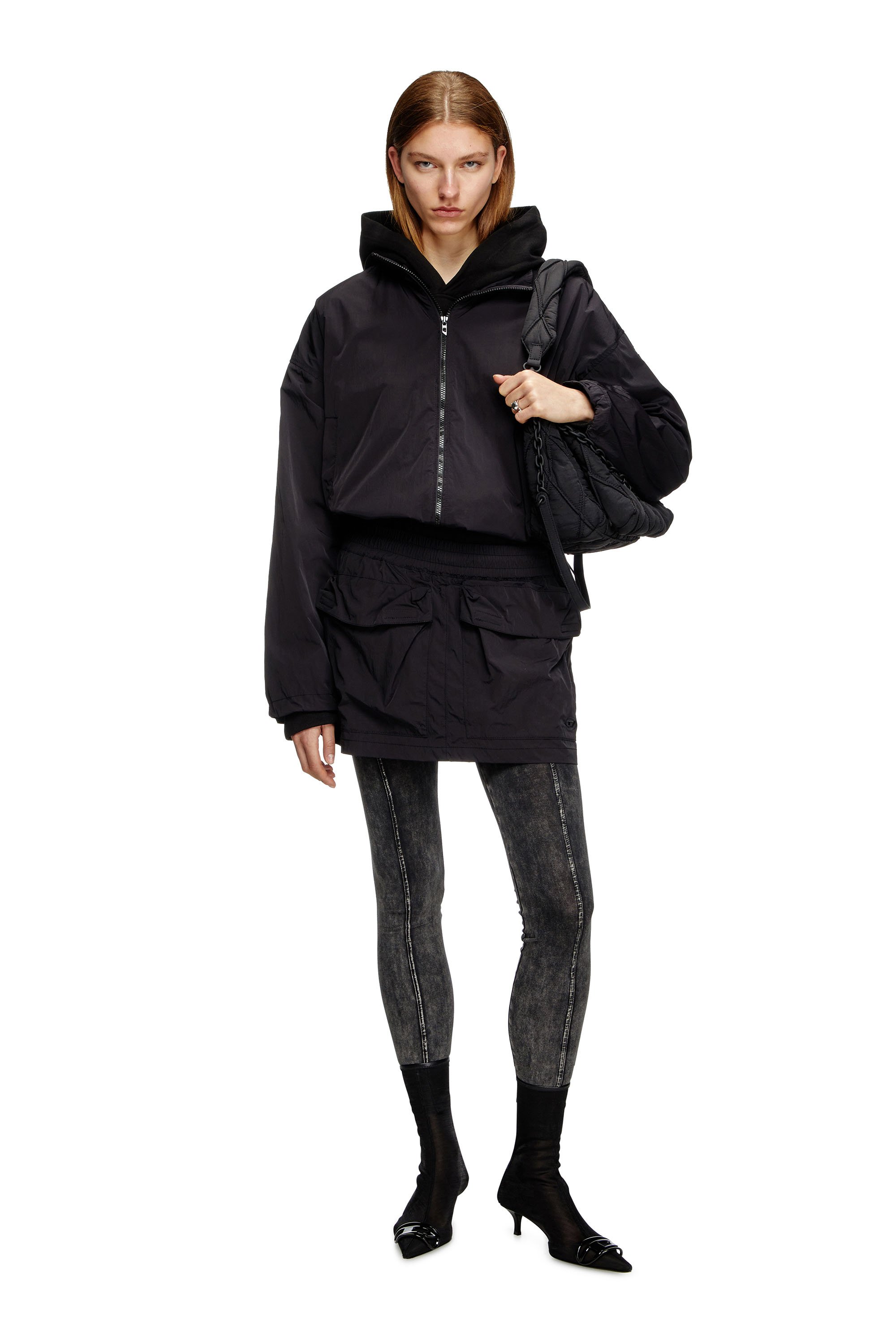 Diesel - G-LEAM, Damen Windbreaker aus kompaktem Nylon in Schwarz - 2