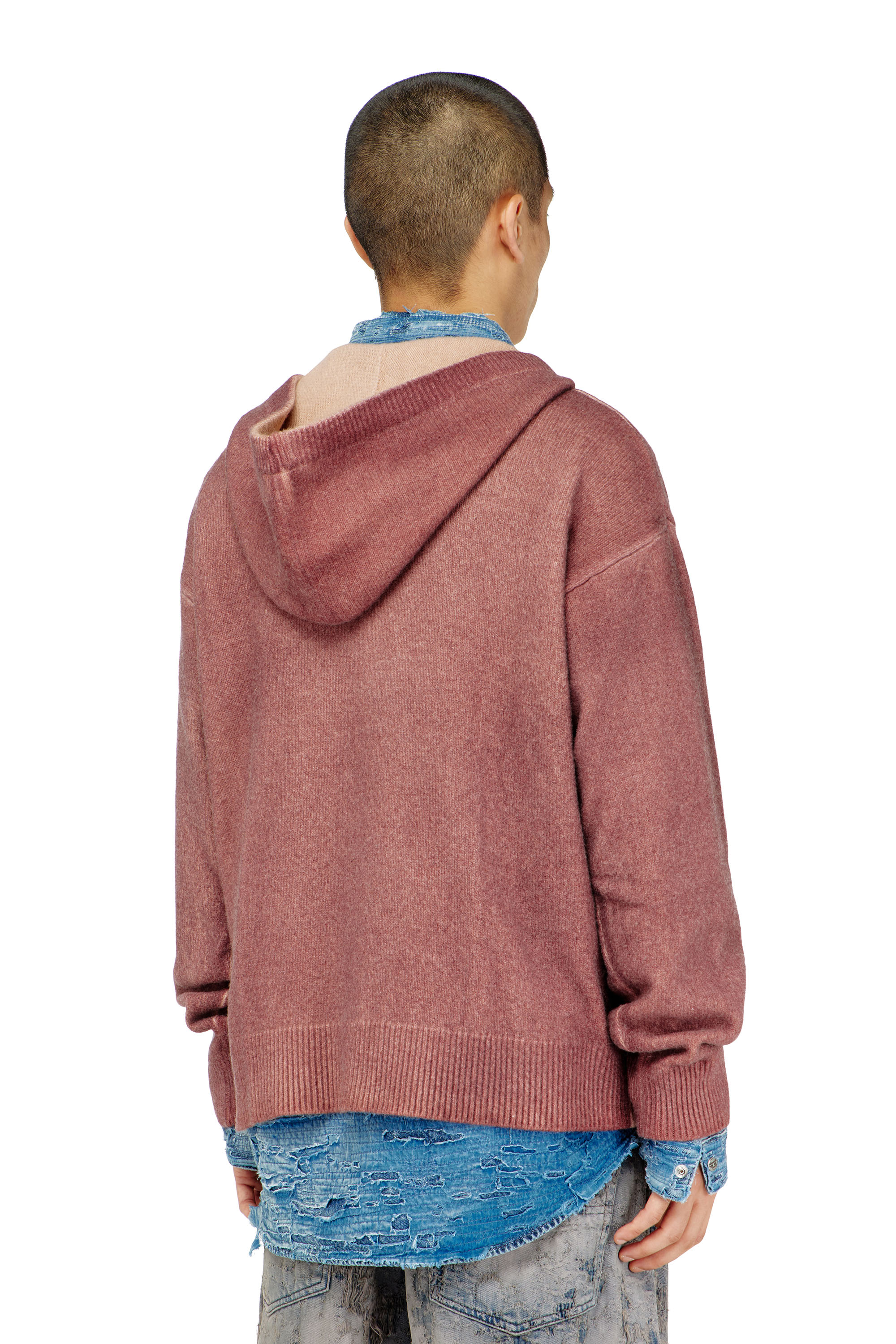 Diesel - K-PICKLED, Herren Doppelt gef&auml;rbtes Hoodie aus Wollmischstrick in null - 3