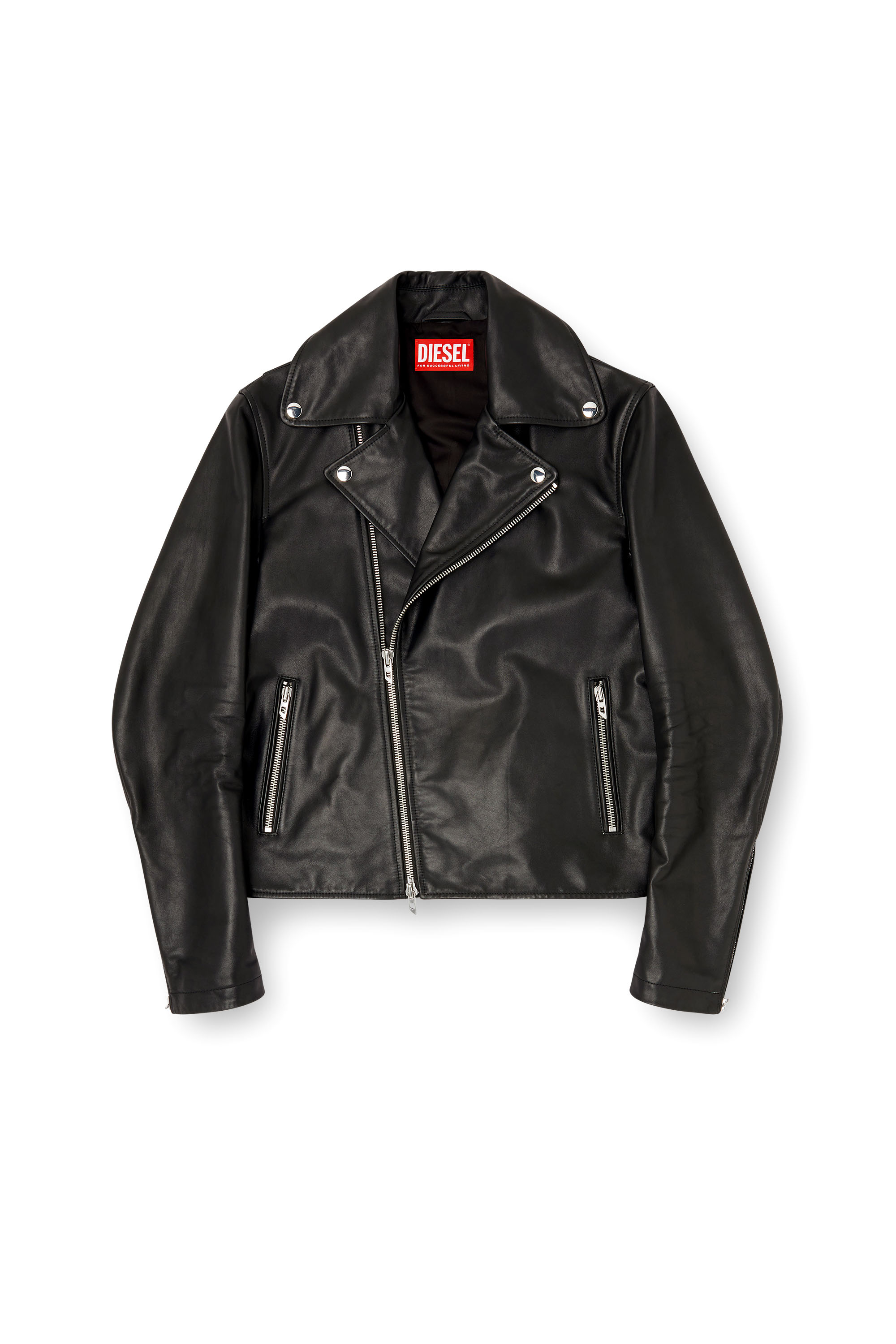 Diesel - L-EO-WRD, Herren Bikerjacke aus gewachstem Leder in Schwarz - 3