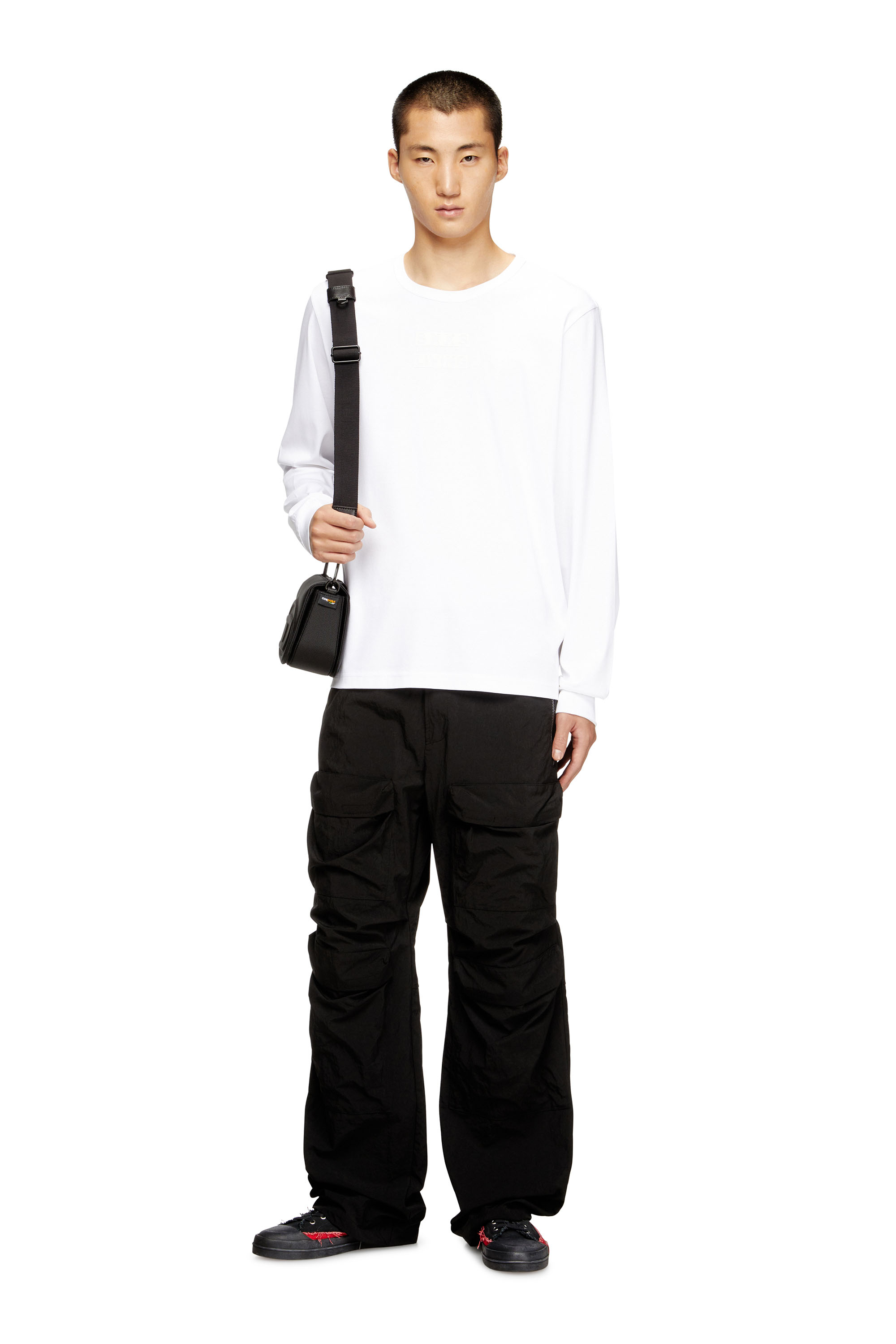 Diesel - T-MADJUST-LS-T1, Herren Langärmliges Baumwoll-T-Shirt in Weiß - 1