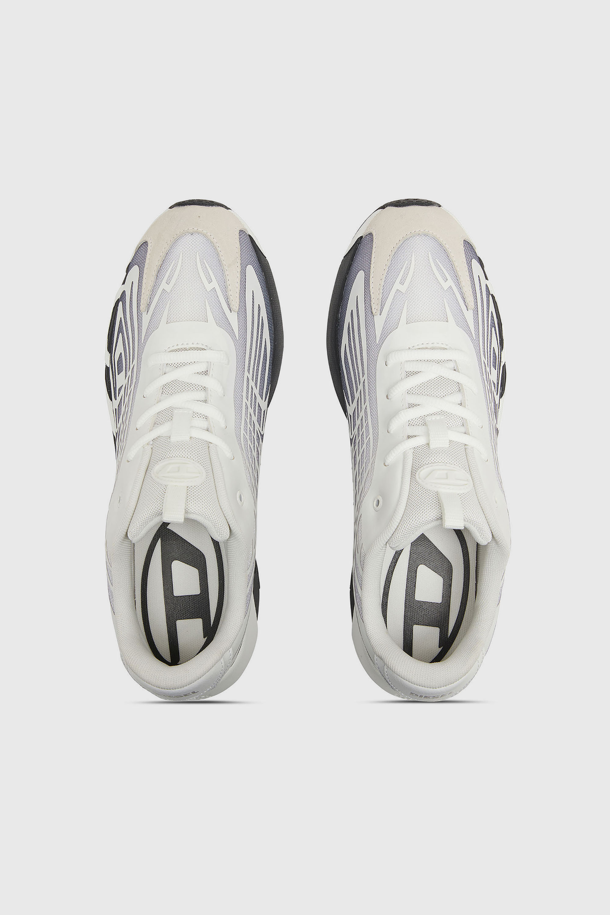 Diesel - S-D-VIT'S 500 LOW, Herren D-Vit-Sneaker aus gestreiftem D&eacute;grad&eacute;-Mesh in Wei&szlig;/Grau - 4