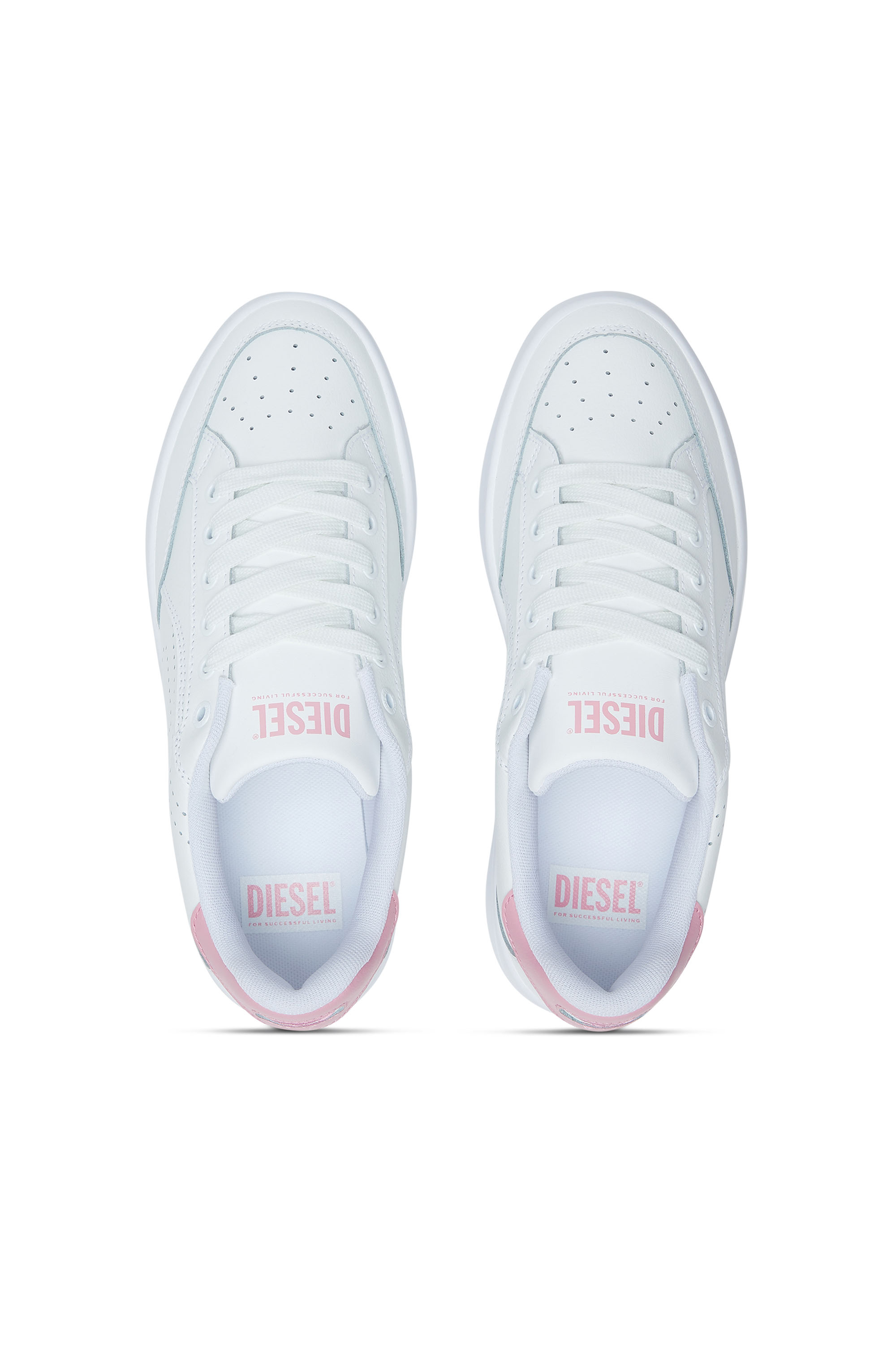 Diesel - S-DAKOTA LOW W, Damen S-Dakota-Sneakers aus Leder mit perforiertem Logo in Weiss/Rosa - 5