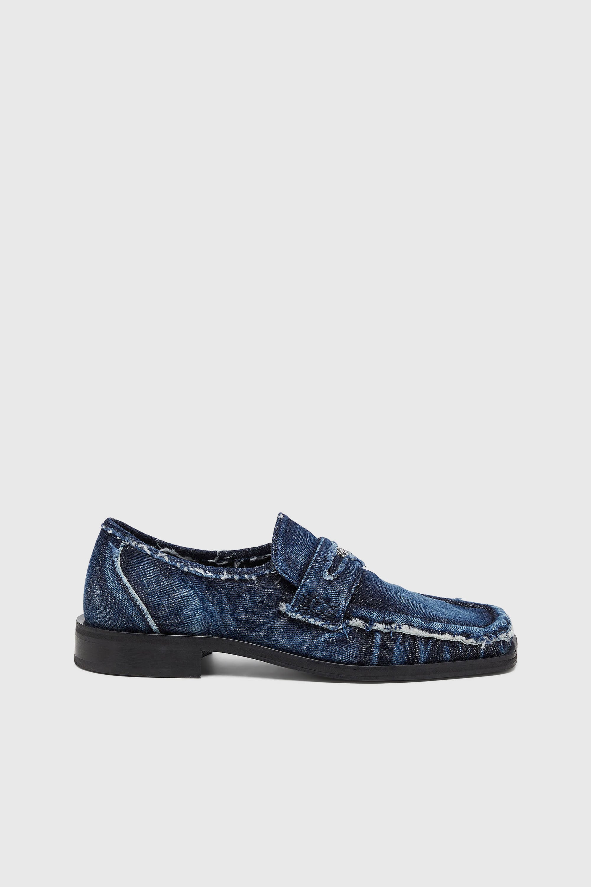 Diesel - D-AMBER LOAFER, Herren D-Amber - Penny Loafer aus ausgefranstem Denim in Blau - 1