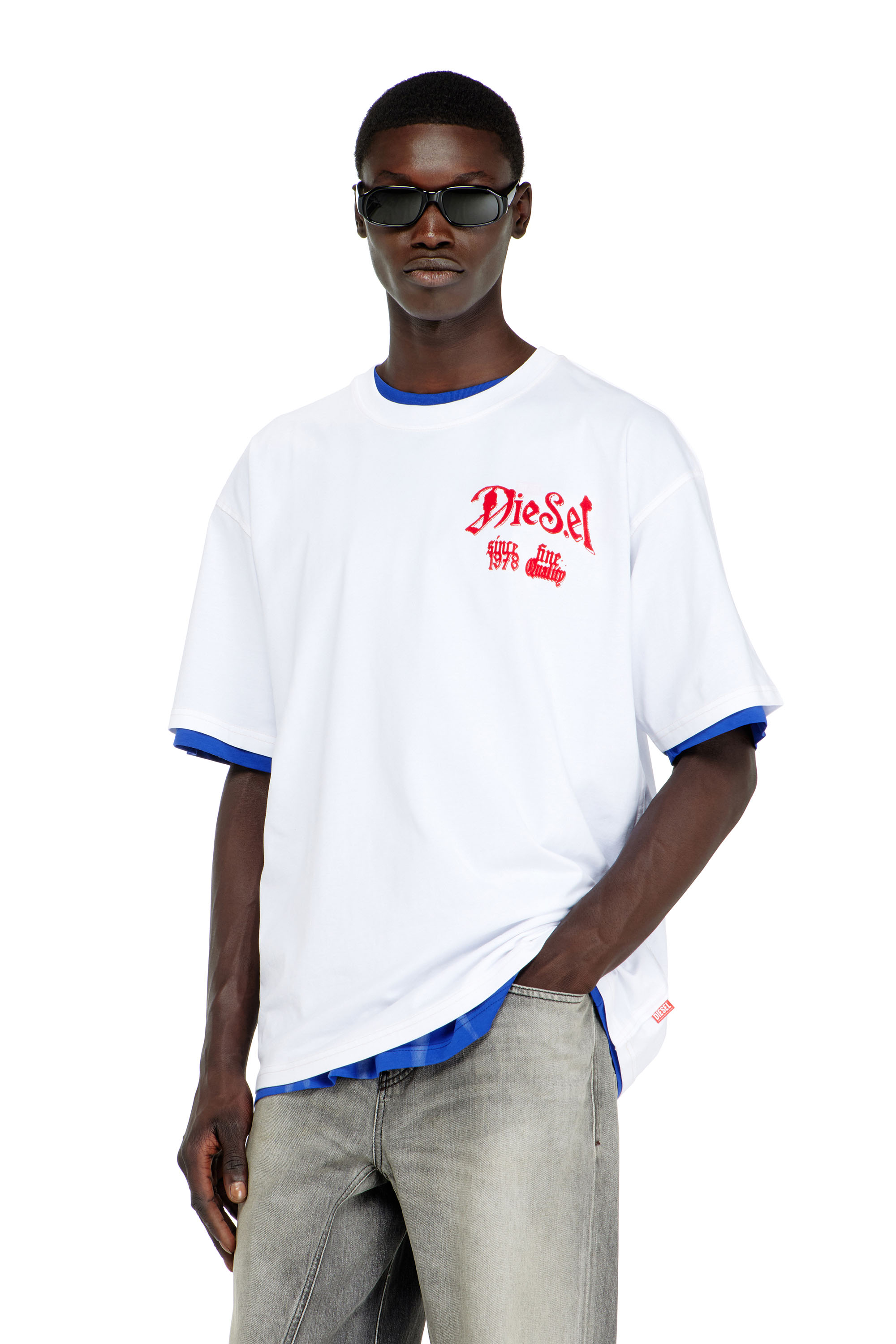 Diesel - T-BOXT-AA2, Herren Baumwoll-T-Shirt mit Flock-Print in null - 3