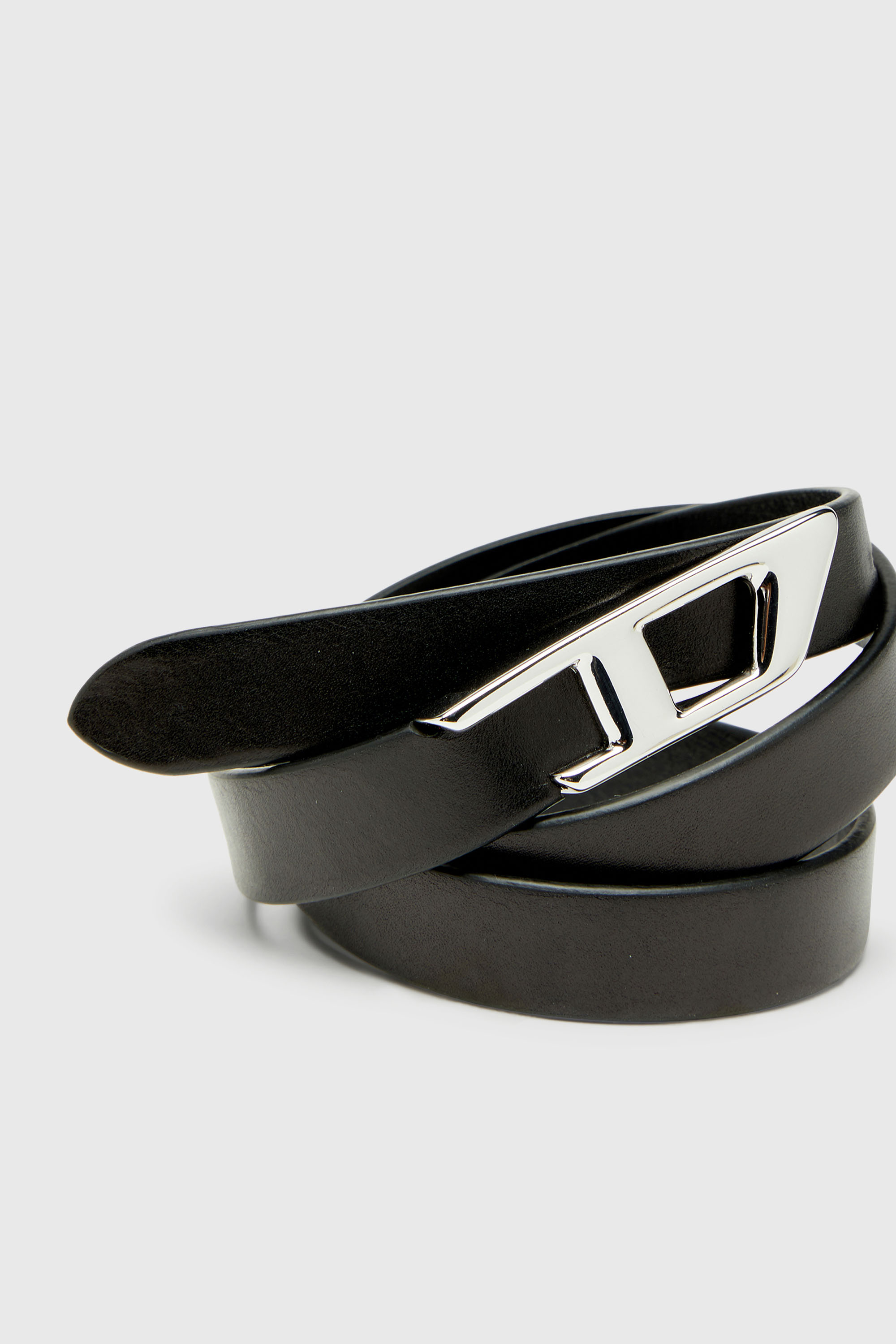 Diesel - B-D LOGO 2.0 20, Damen 2 cm Lederg&uuml;rtel mit D-Schnalle aus Metall in Schwarz - 3
