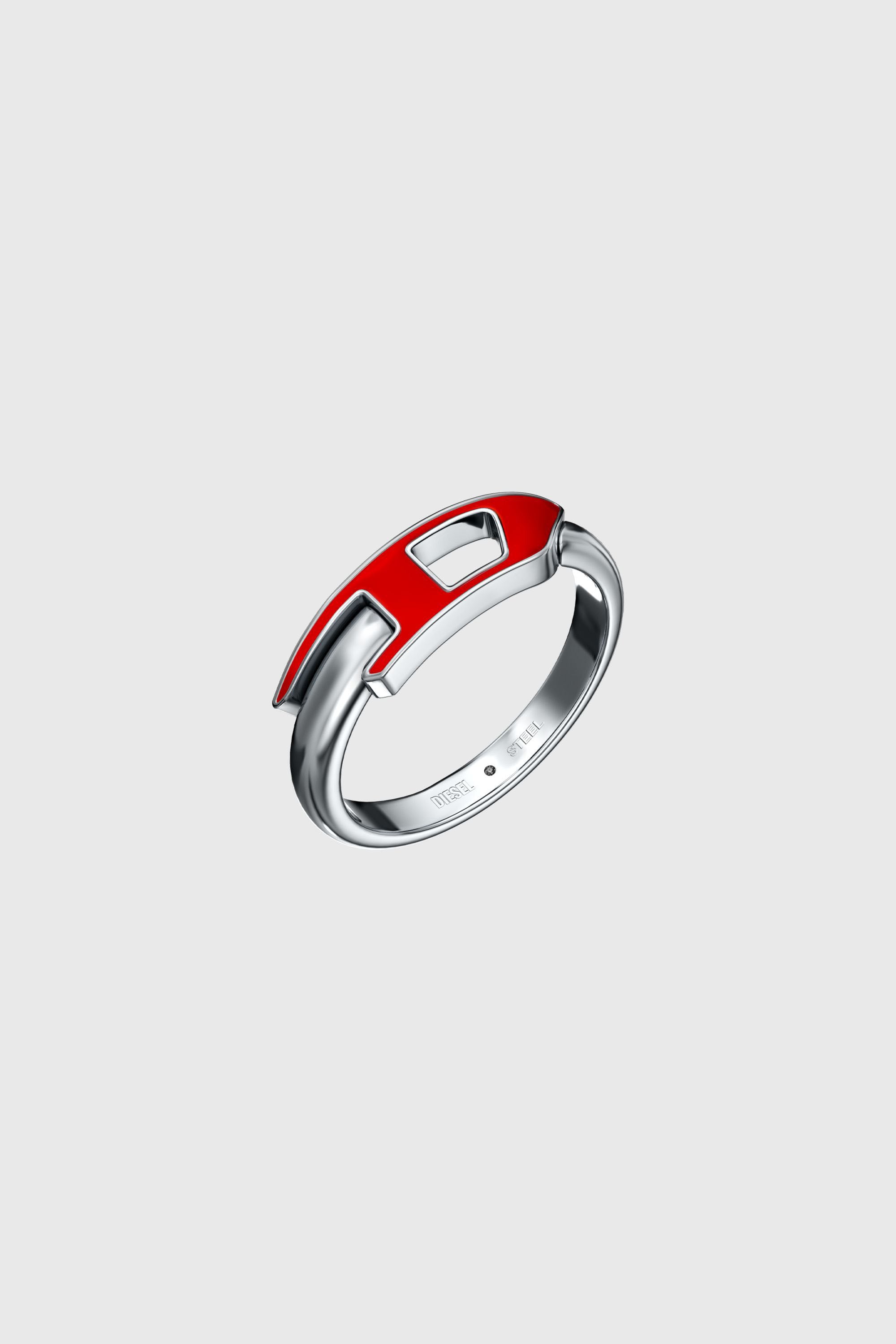 Diesel - DX1688040 JEWELLERY, Unisex Edelstahl-Ring in Silber/Rot - 1