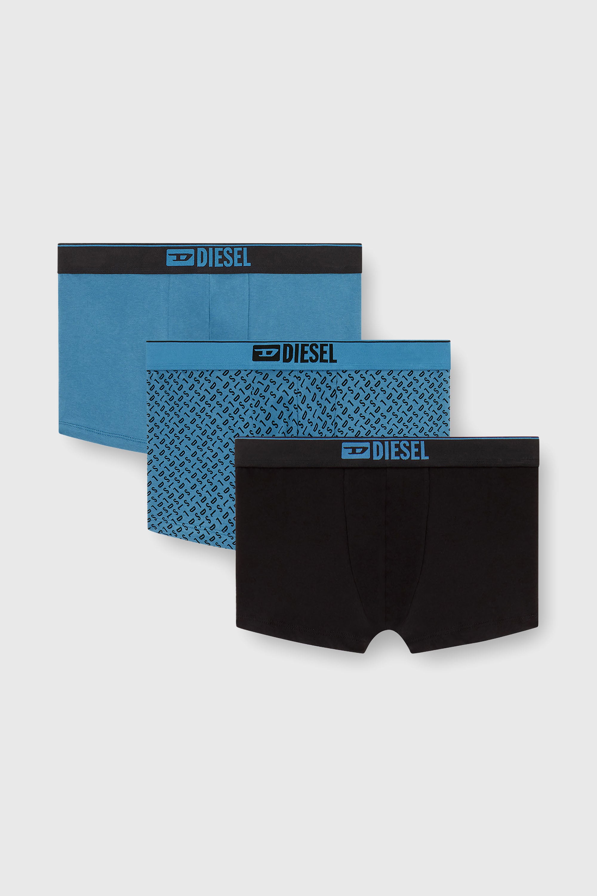 Diesel - DAMIEN-D-BOX-3PACK, Herren Dreierpack Stretch-Baumwoll-Trunks mit monogram in Blau - 1