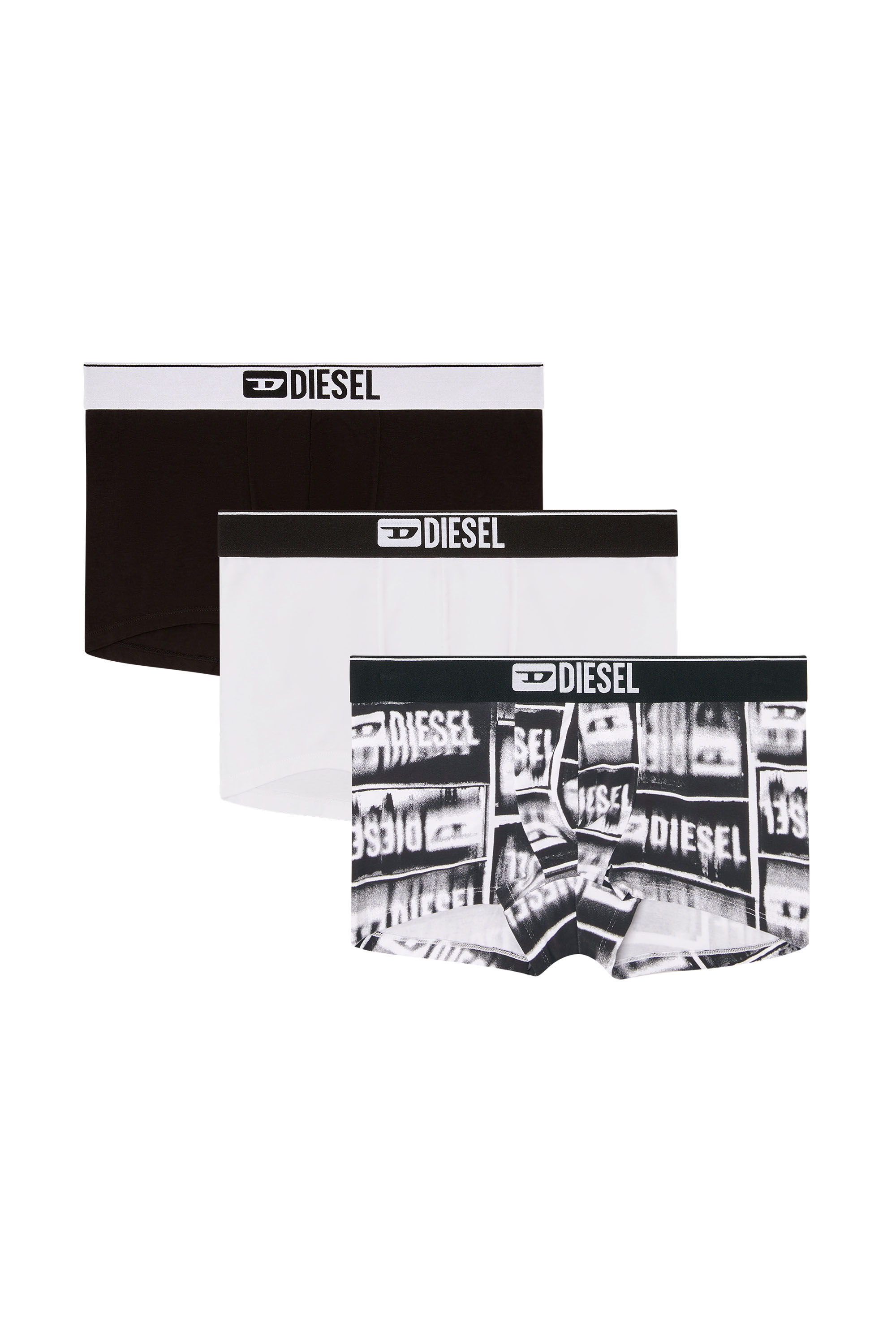 Diesel - DAMIEN-D-BOX-3PACK, Herren Retropants aus Stretch-Baumwolle im Dreierpack in Weiss/Schwarz - 1