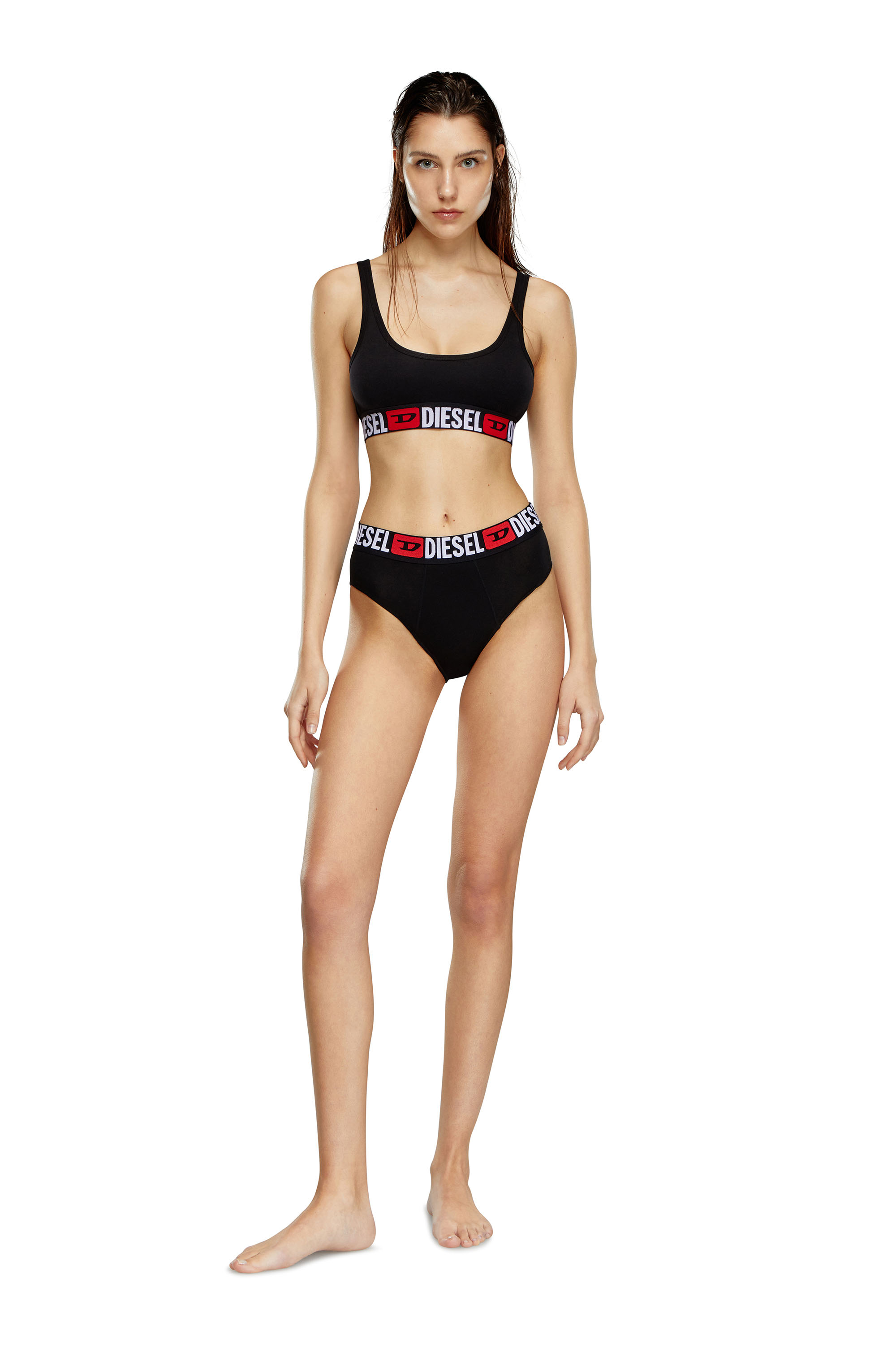 Diesel - UFPN-BLANCA-R-THREEPACK, Damen Gerippte Briefs mit hohem Bund im Dreierpack in Schwarz - 2