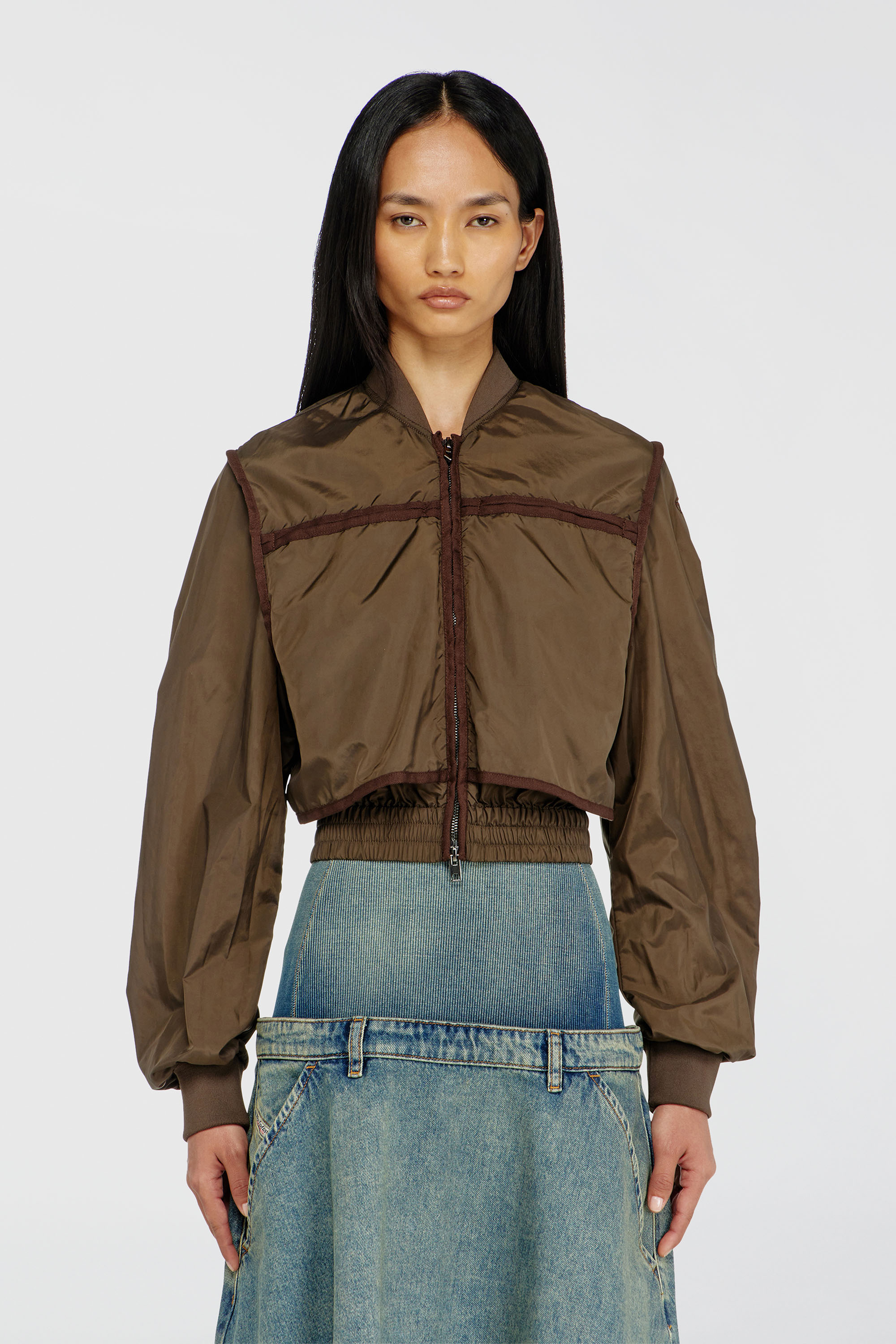 Diesel - G-OTHAM, Damen Nylonjacke mit tonalem Tape in Braun - 5
