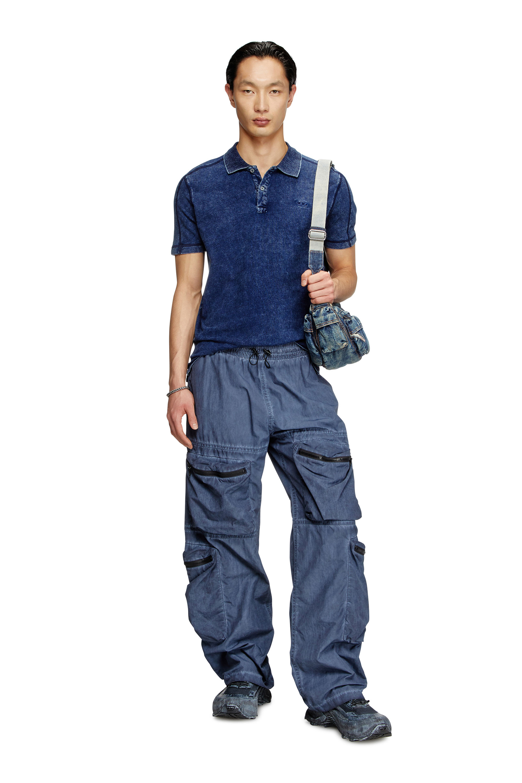 Diesel - T-SWIND-R1, Herren Poloshirt in Denim-Optik in Blau - 1