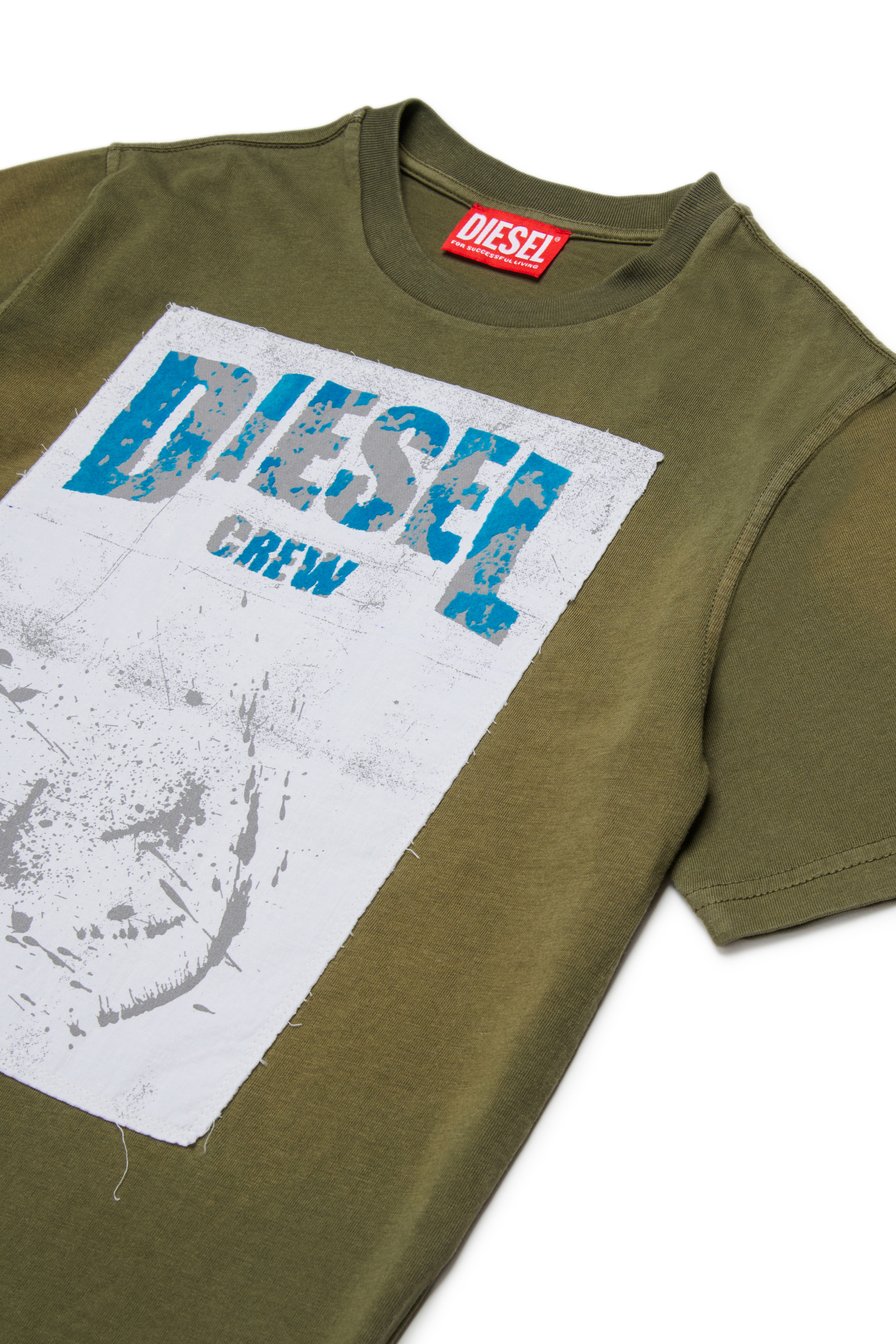 Diesel - TBERS OVER, Herren Baumwoll-T-Shirt mit aufgerautem Diesel-Grafikdruck in Gr&uuml;n - 3