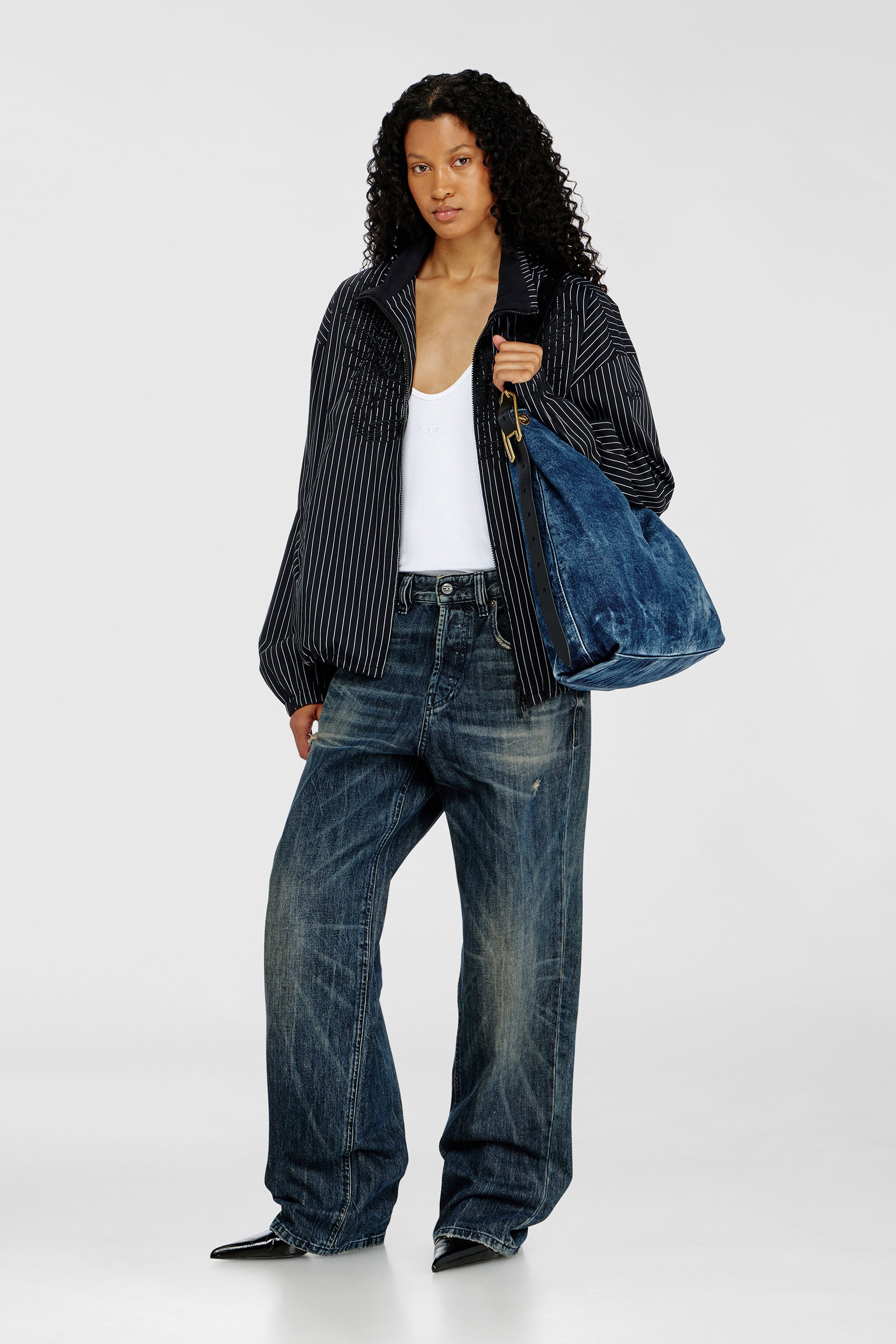 Diesel - D-LINE HOBO L, Damen D-Line-Denim Hobo-Tasche in Mittelblau - 2