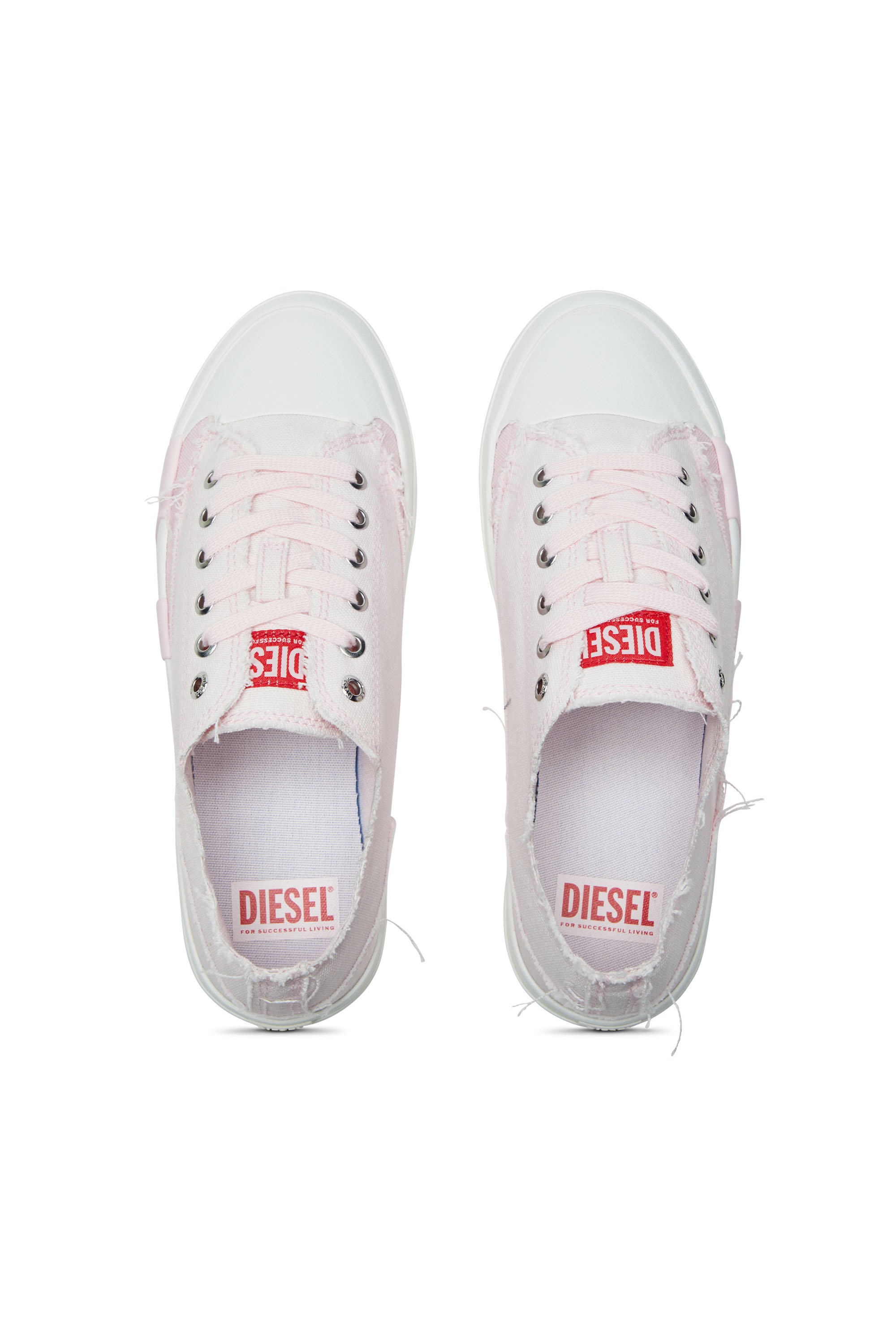 Diesel - S-D-VERSE LOW W, Damen S-D-Verse-Sneakers aus ausgefranstem Canvas in Rosa/Weiss - 5