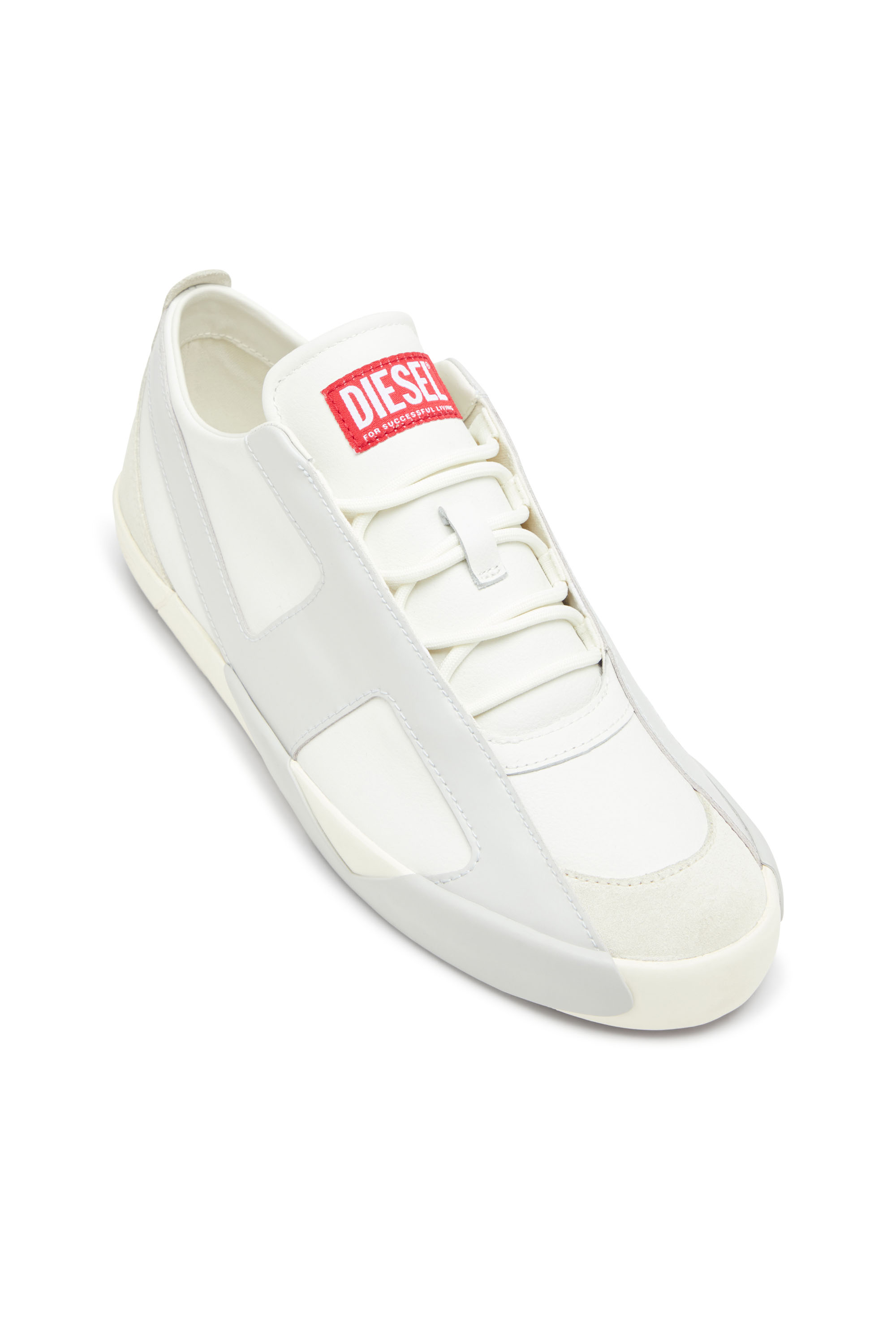 S-SLANTE-D LOW, Weiss/Grau Diesel - S-SLANTE-D LOW, Herren S-Slante-D-Sneaker aus Wildleder und Leder mit D-Logo in Weiss/Grau - 6