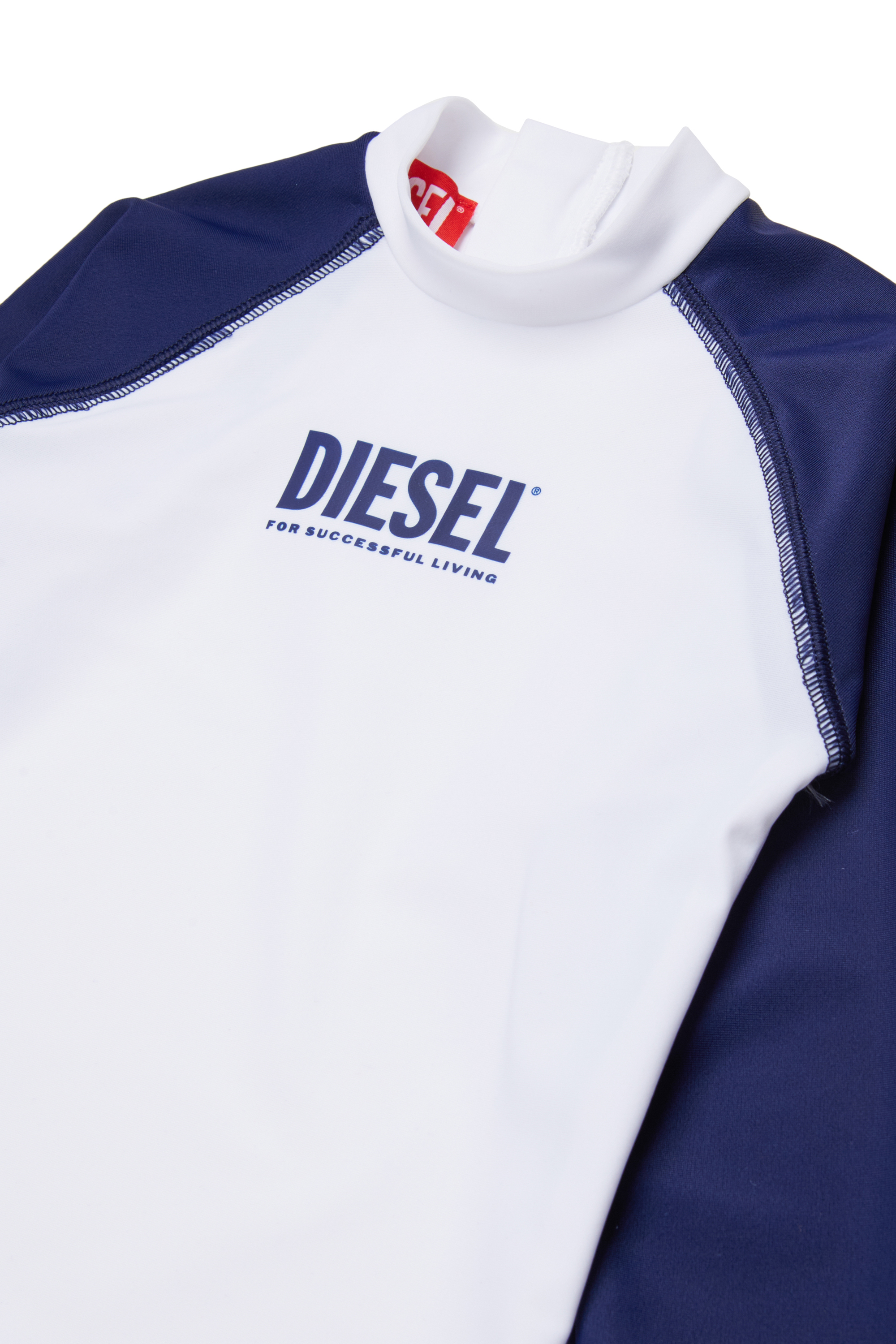 Diesel - MTRIB, Herren Rashguard mit hohem Kragen in Weiss/Blau - 3