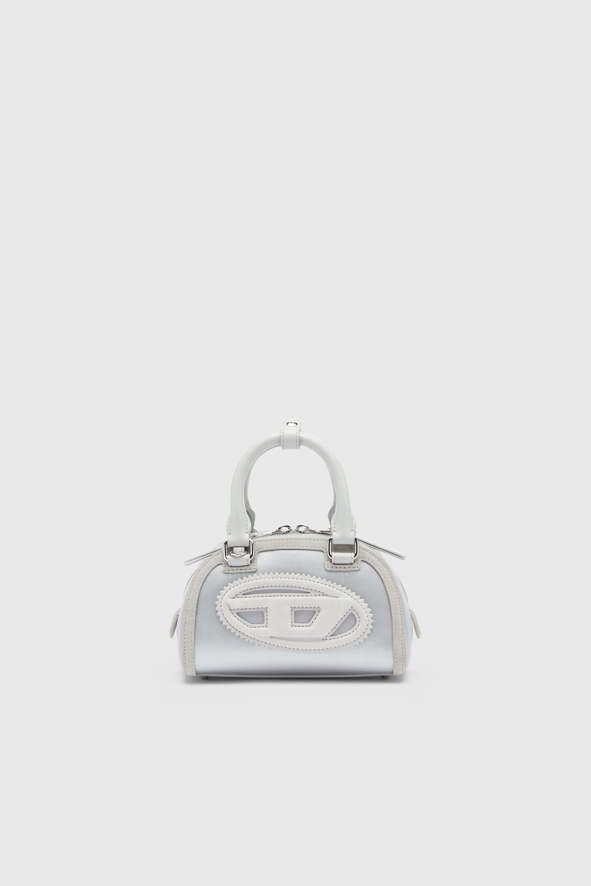 Diesel - 1DR DOME CROSSBODY, Damen 1DR Dome - Kleine-Umh&auml;ngetasche aus Satin und Velours in Silber - 1