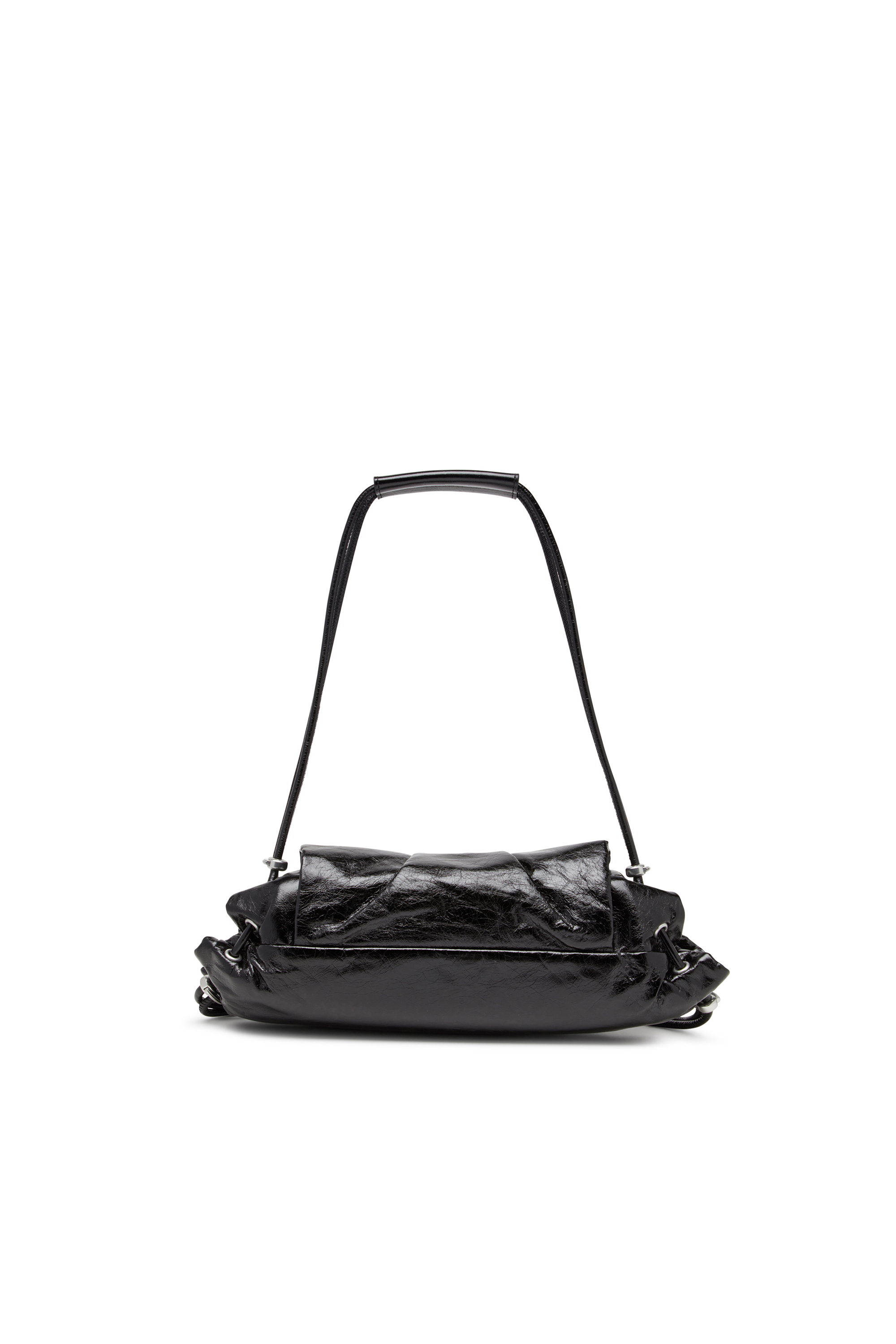 Diesel - SCRUNCH-D SHOULDER S, Damen Scrunch-D S-Schultertasche aus Knitter-Leder in Schwarz - 3