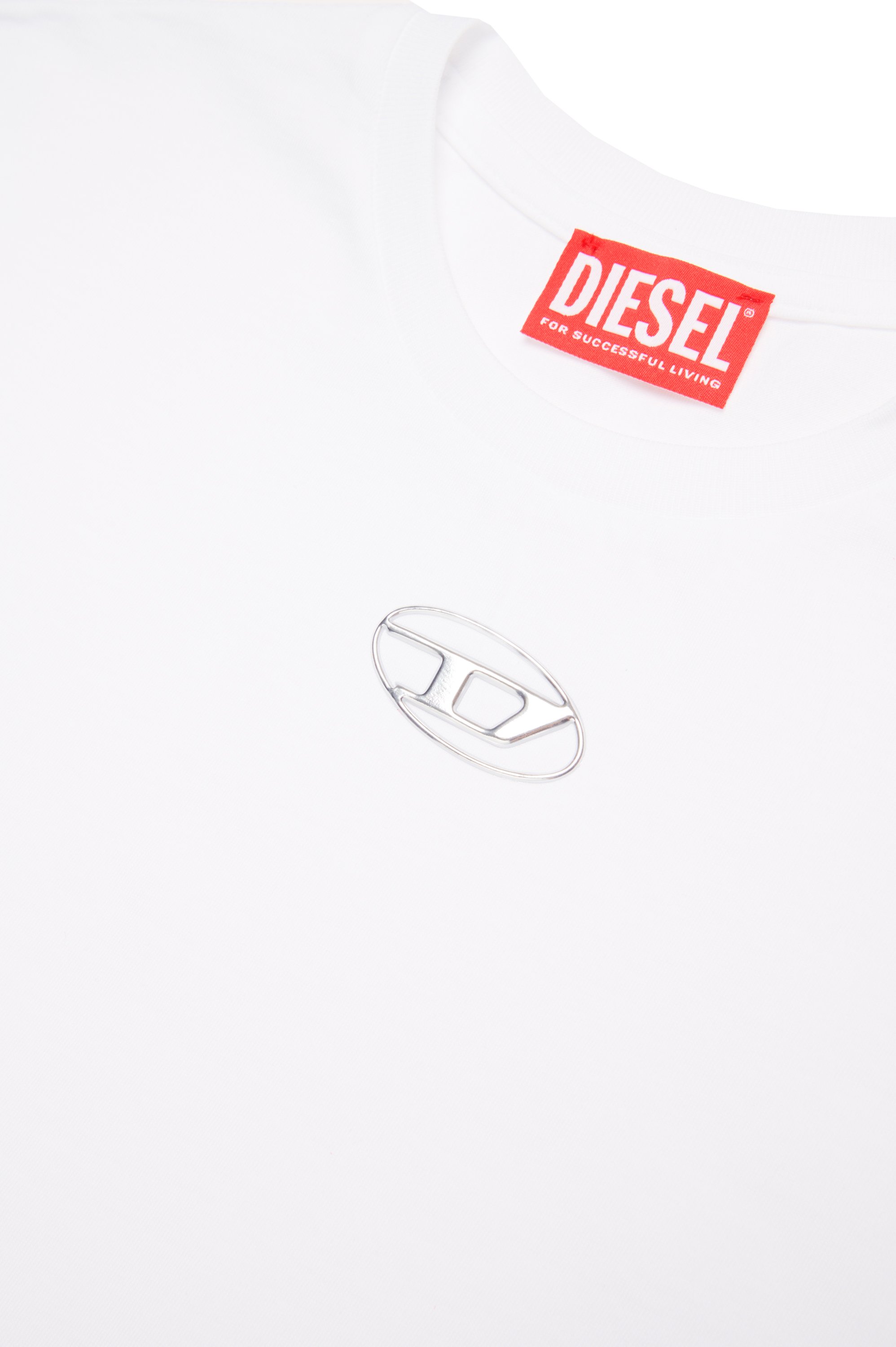 Diesel - TMARCUS OVER, Herren T-Shirt mit metallischem Oval D in Weiss - Image 4
