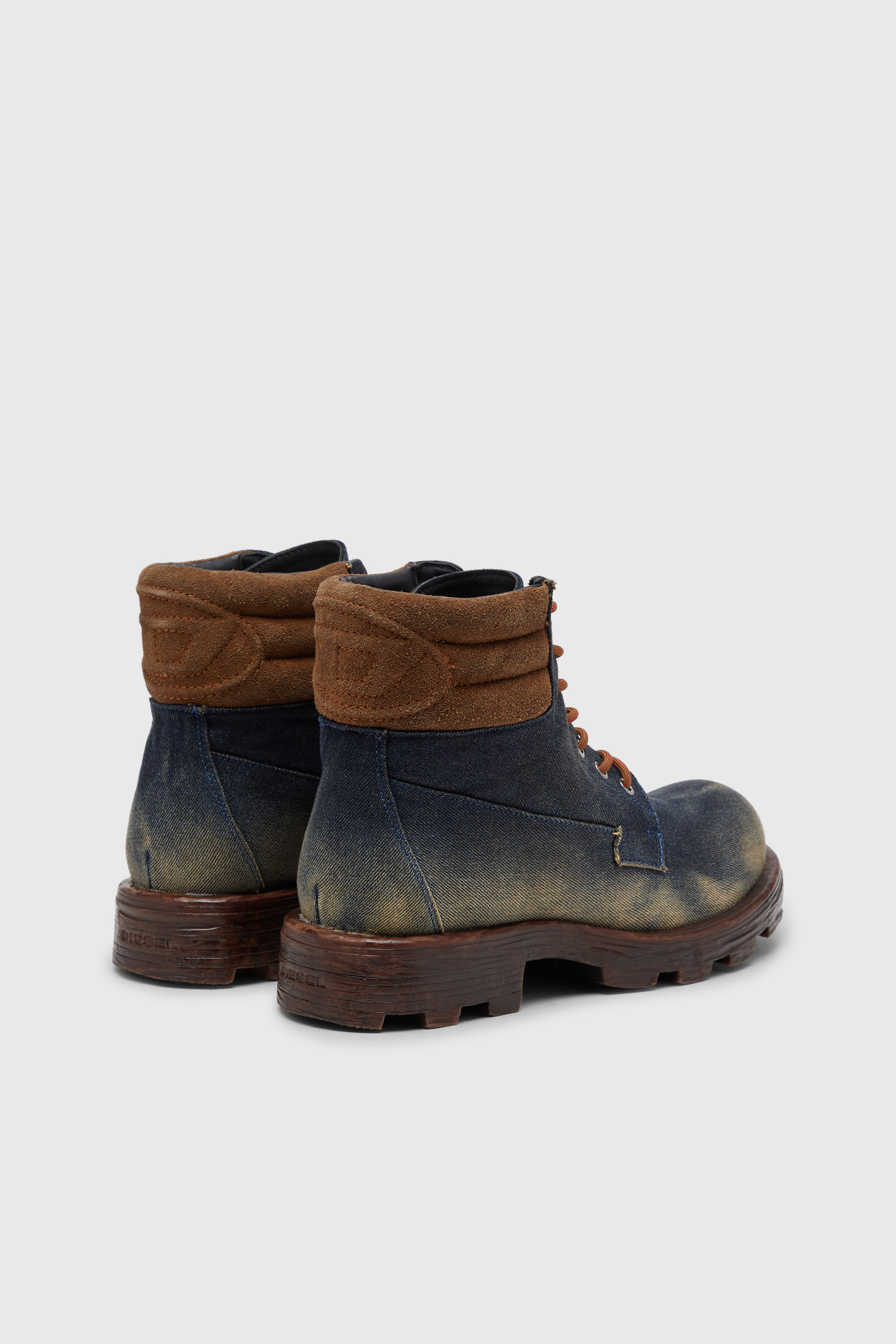 Diesel - D-HAMMER LACE UP, Herren D-Hammer-Kampfstiefel aus Denim und Veloursleder in Dunkelblau - 3