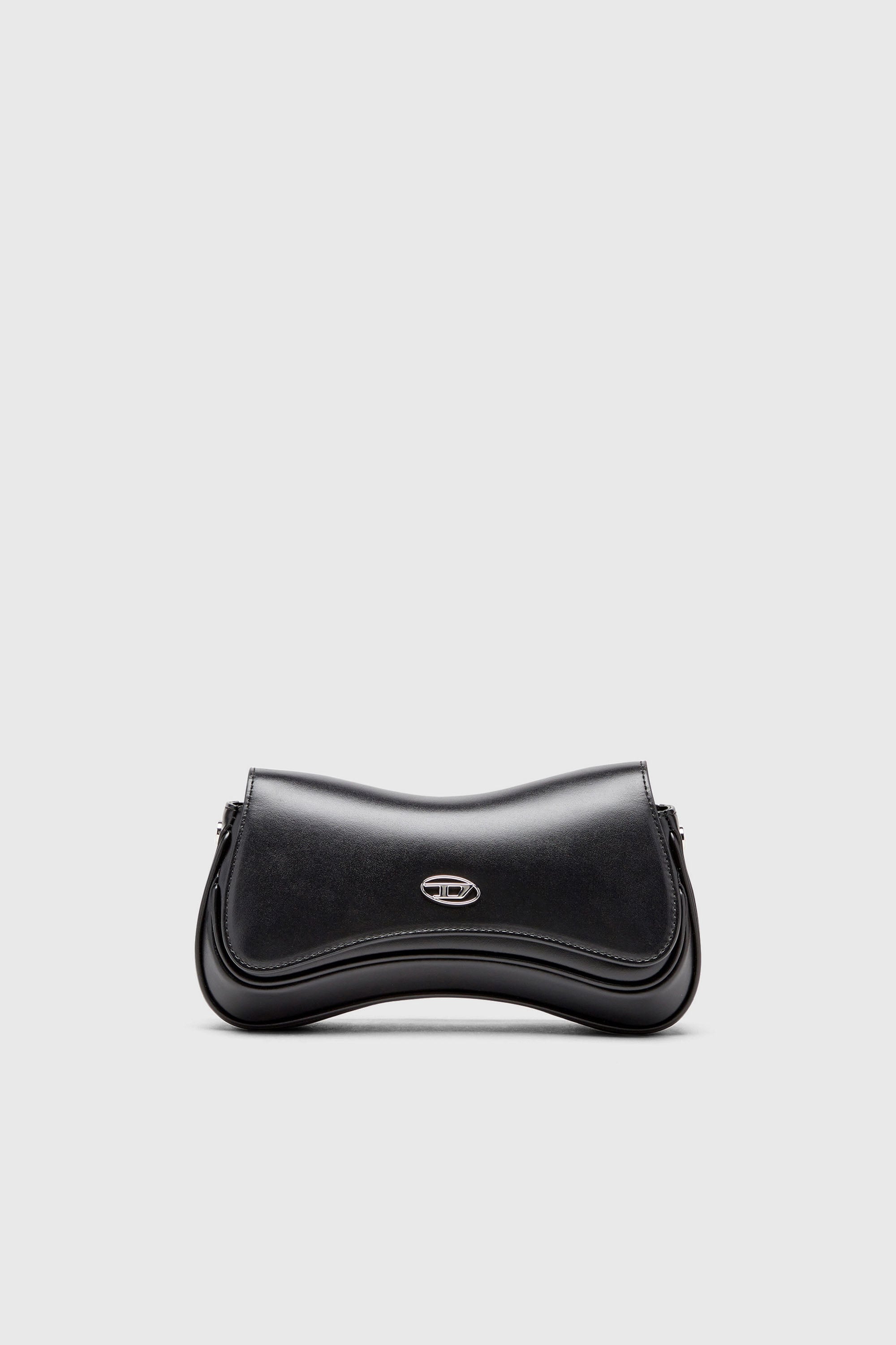 Diesel - PLAY CLUTCH, Damen Play-Schultertasche aus semigl&auml;nzendem Leder in Schwarz - 1