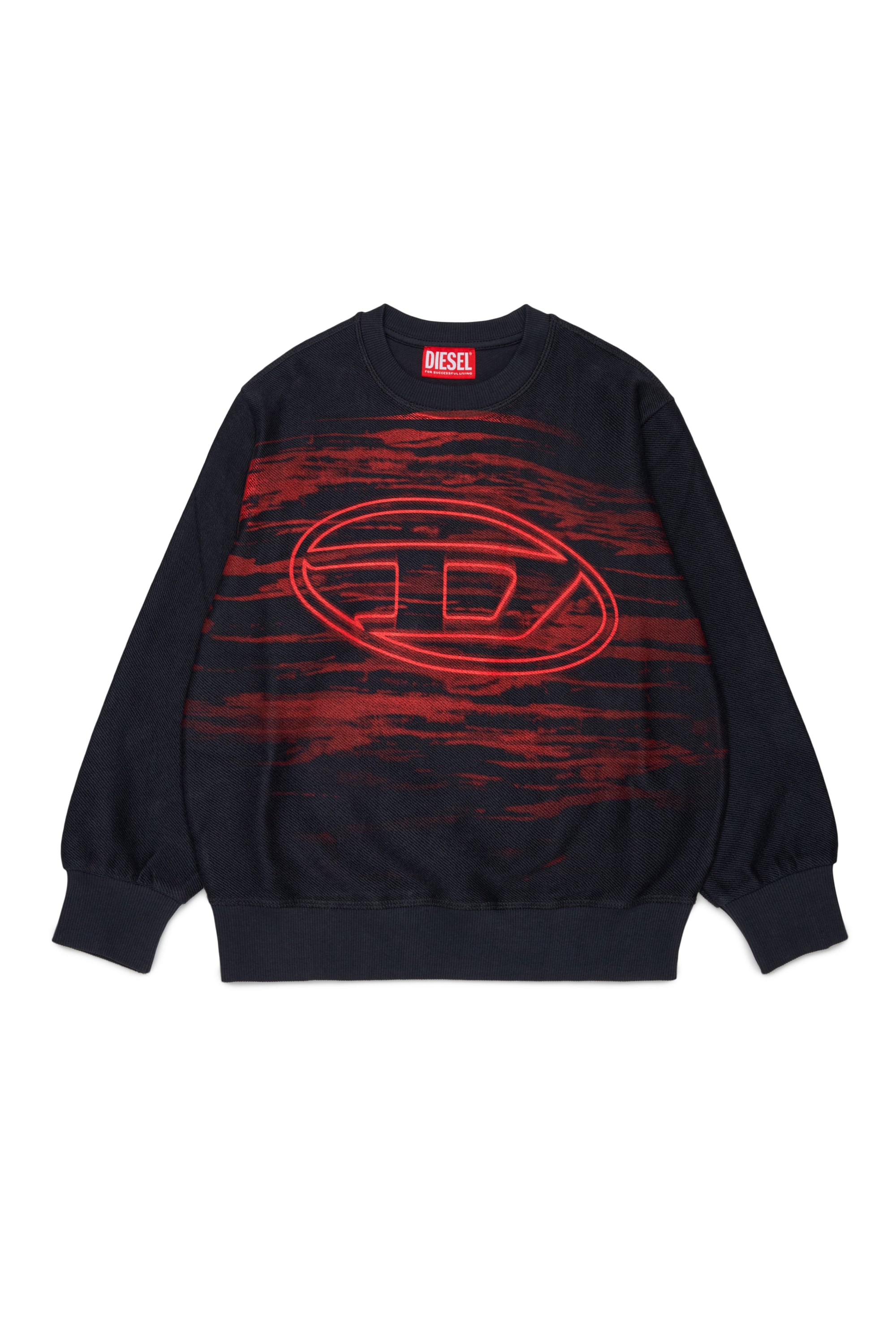 Diesel - SFRIT OVER, Herren Sweatshirt mit Streifen und Oval D Logo in Schwarz - 1