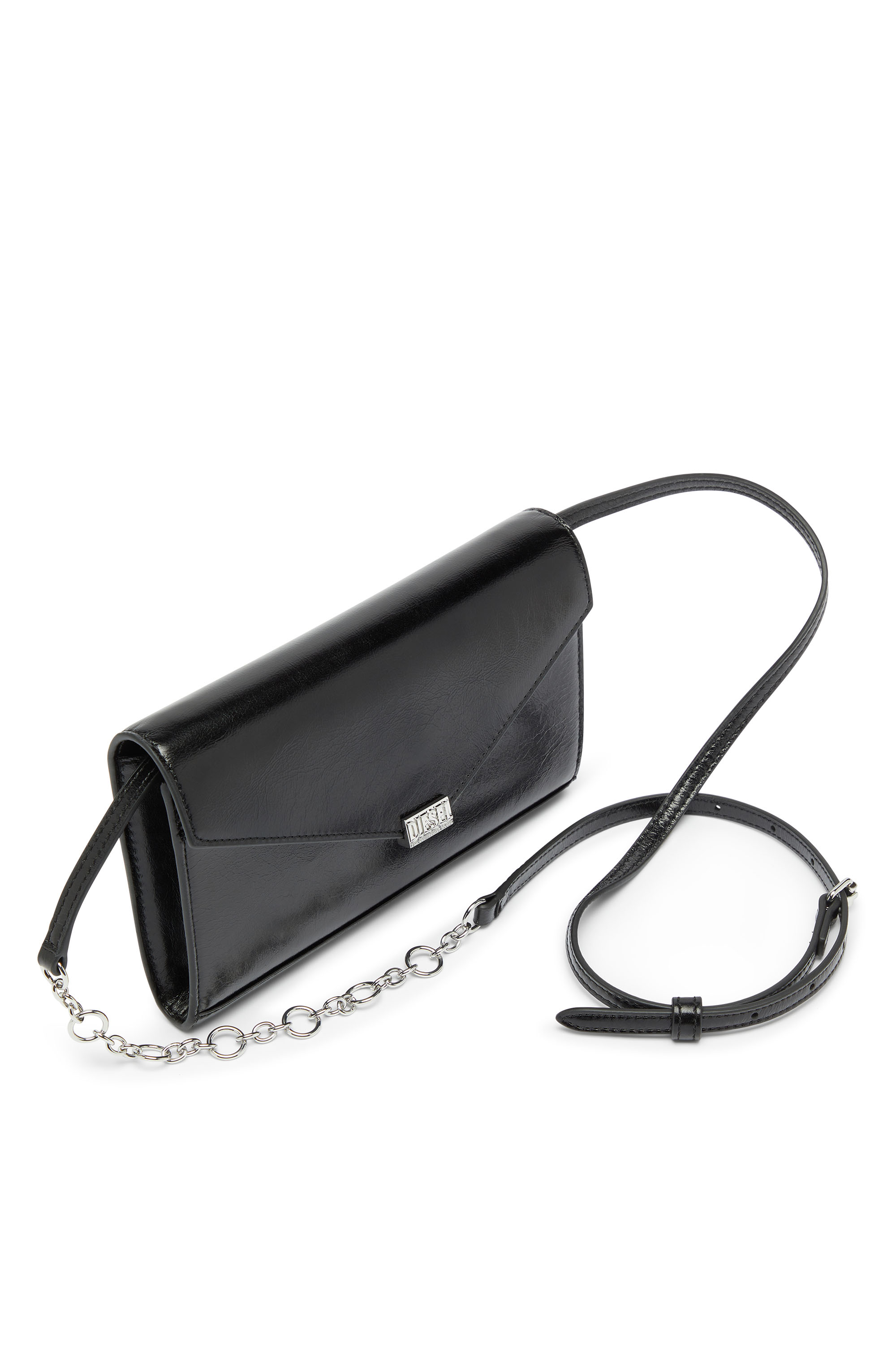 Diesel - D-ENVELOP WALLET ON CHAIN, Damen Geldb&ouml;rse aus gl&auml;nzendem, geknittertem Leder in null - 5