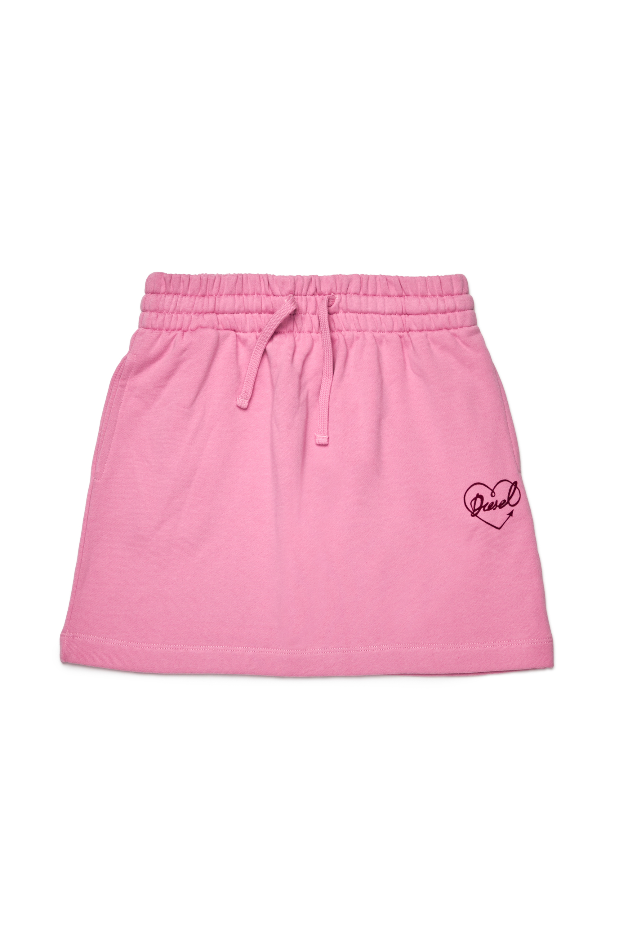 Diesel - GINNYX, Damen Minirock aus Baumwolle mit aufgeflocktem Logo-Herz in Rosa - 1