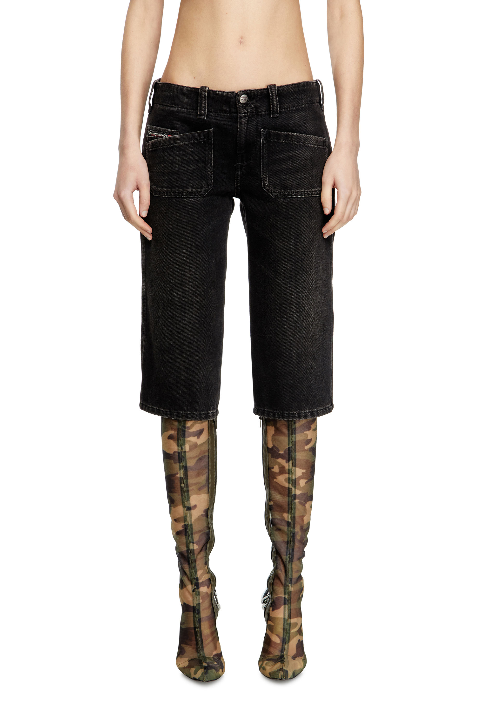 Diesel - DE-KEATE-SHORT, Damen Caprishorts aus Denim in Schwarz - 3