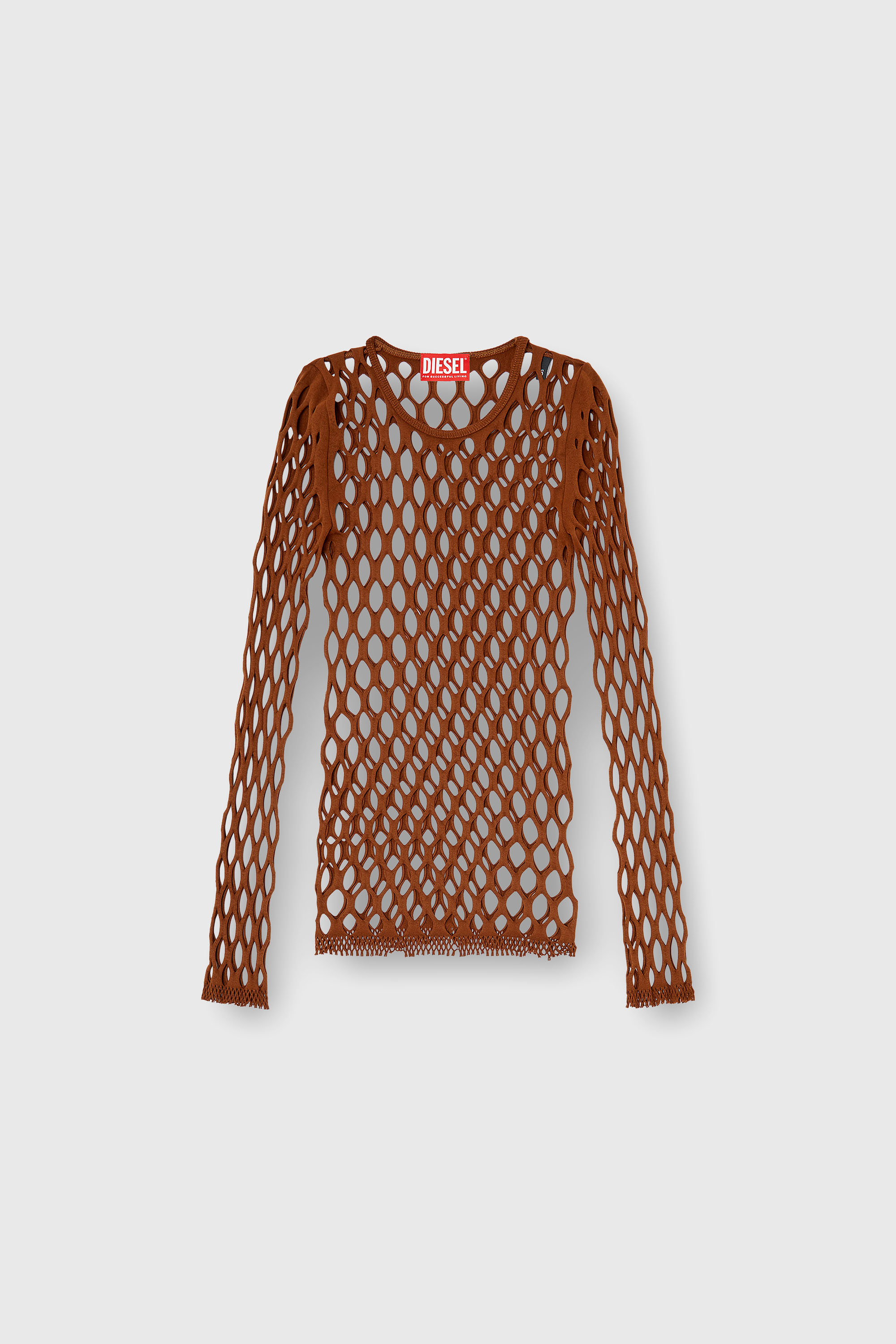 Diesel - M-ZANDA, Damen Elastisches Mesh-Stricktop in Braun - 2