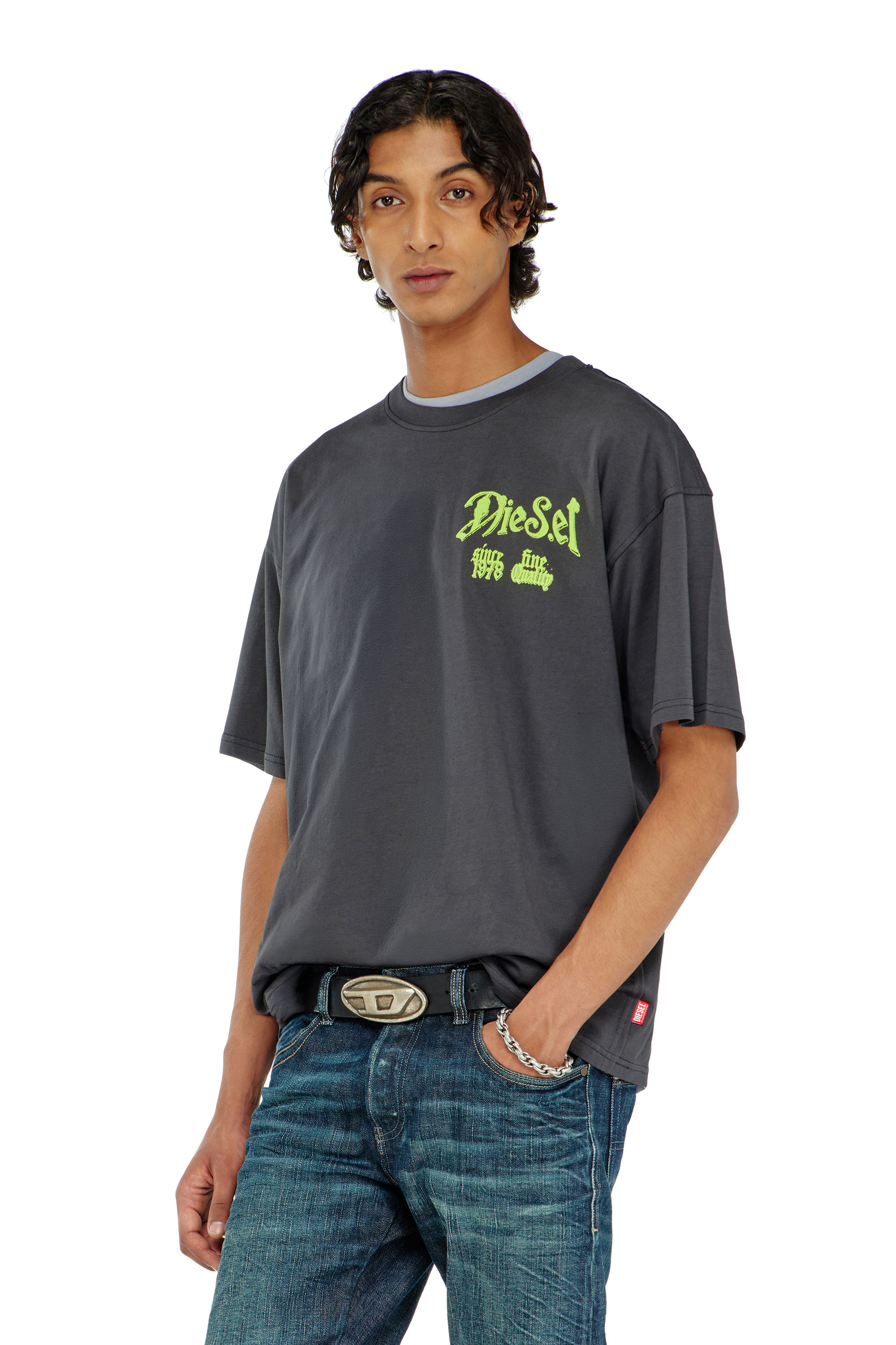 Diesel - T-BOXT-AA2, Herren Baumwoll-T-Shirt mit Flock-Print in null - 1