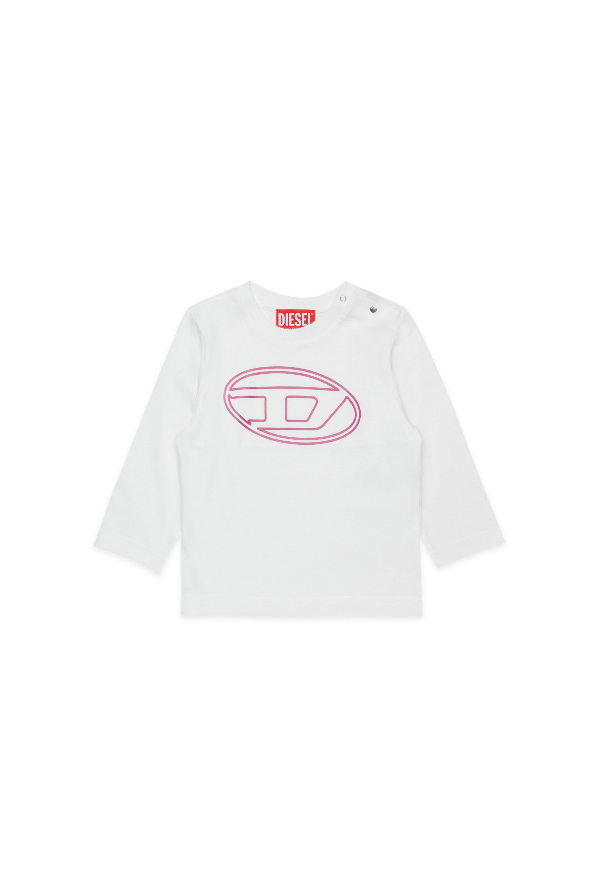 Diesel - TRULLYB, Unisex Baumwoll-T-Shirt mit Logo-Print in Weiss/Rosa - 1