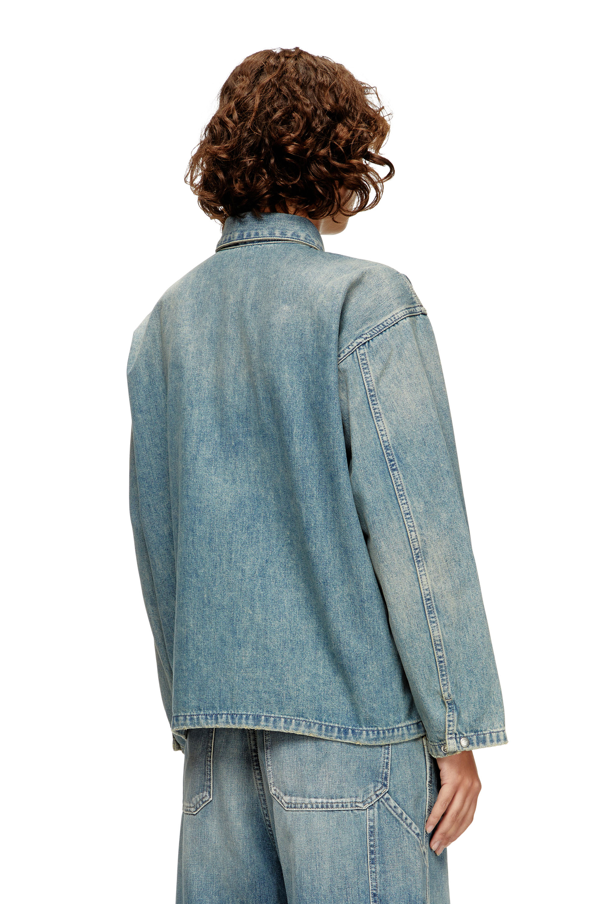 Diesel - DE-PRISS, Damen Henley-Oberteil aus Utility-Denim in Hellblau - 4