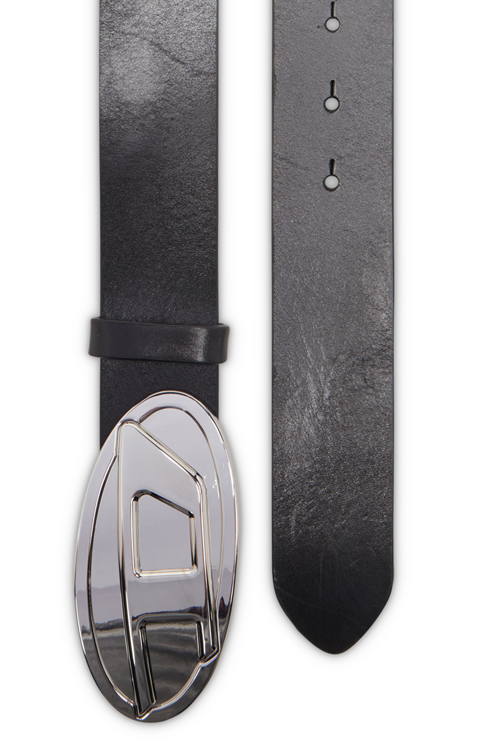 Diesel - B-1DR 2.0, Damen 4 cm breiter Gürtel aus Leder mit Oval D-Plakette in Schwarz - 2